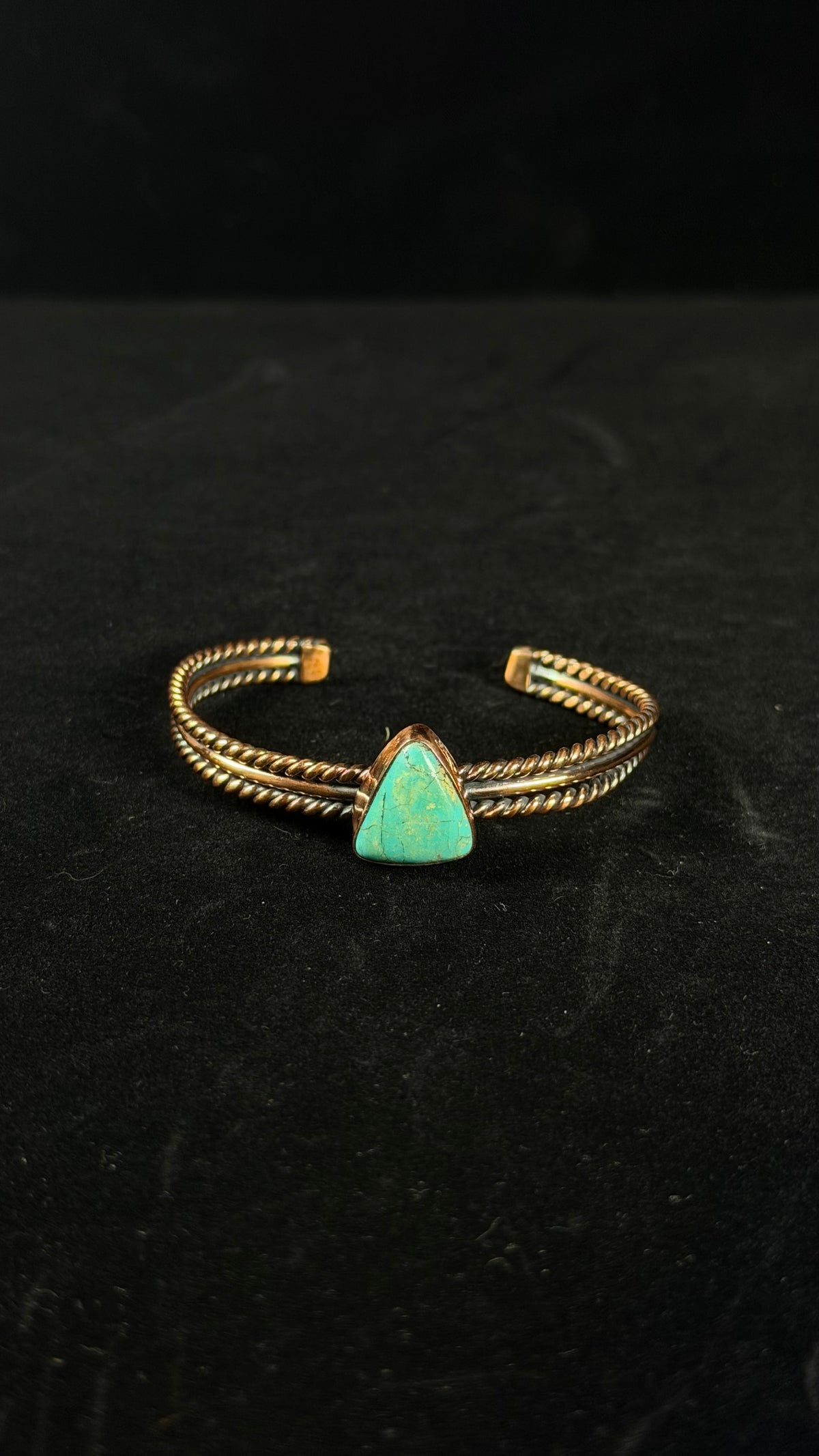 Navajo Made Kingman Turquoise & Copper Cuff Bracelet
