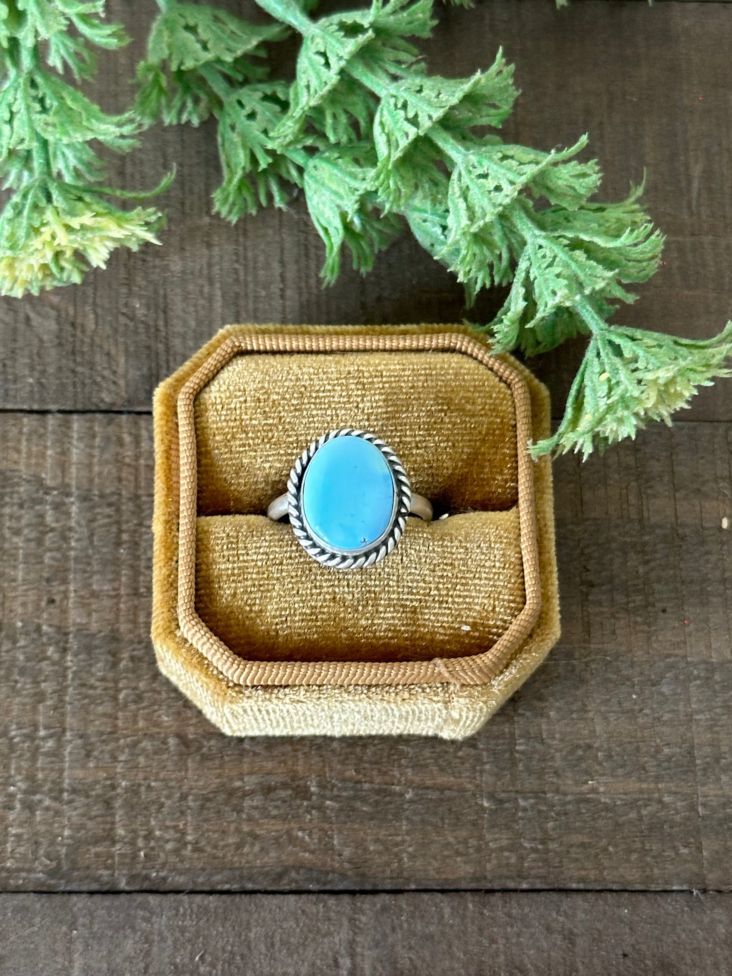 Navajo Made Golden Hills Turquoise & Sterling Silver Ring