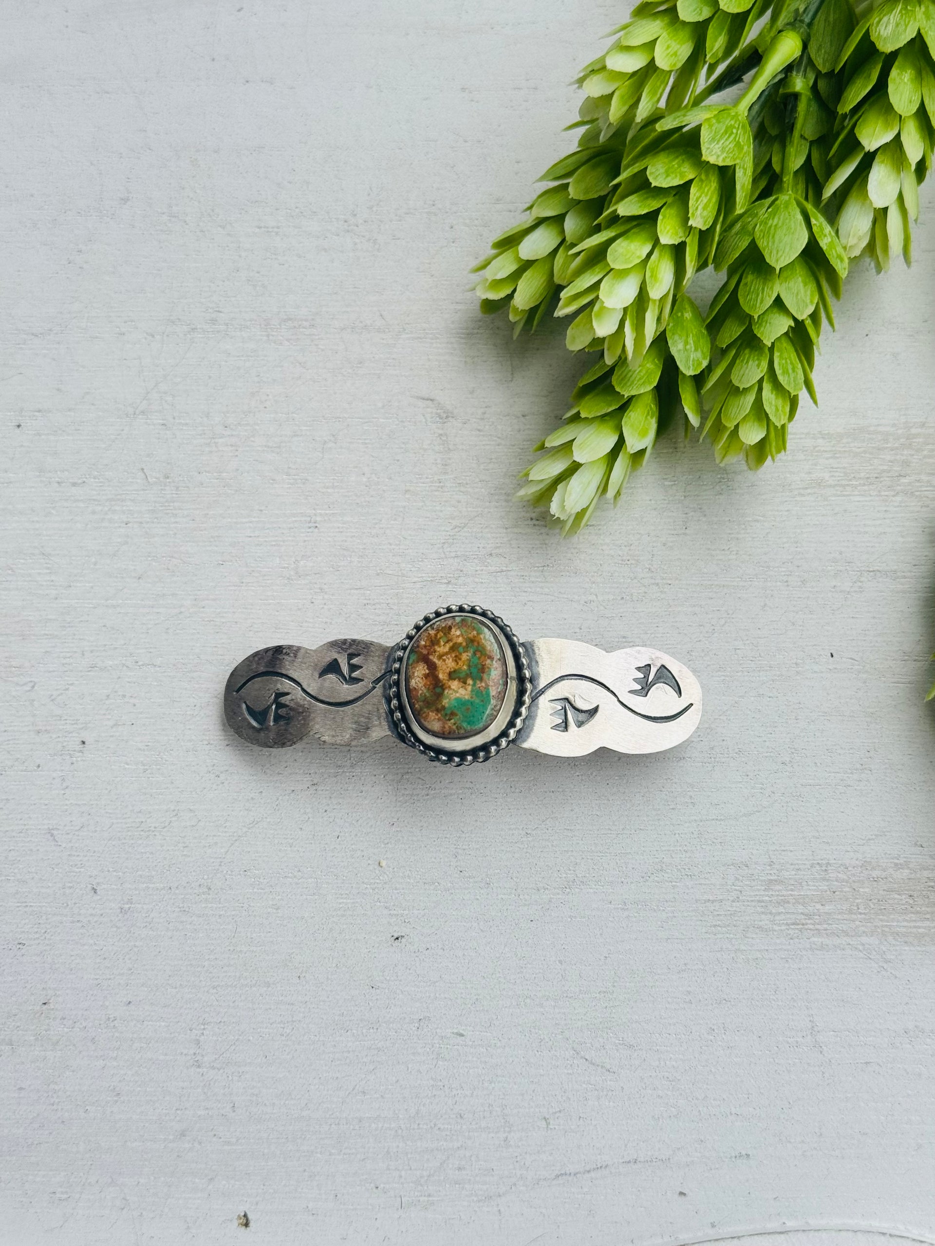 Danny Henio Royston Turquoise & Sterling Silver Hair Barrette