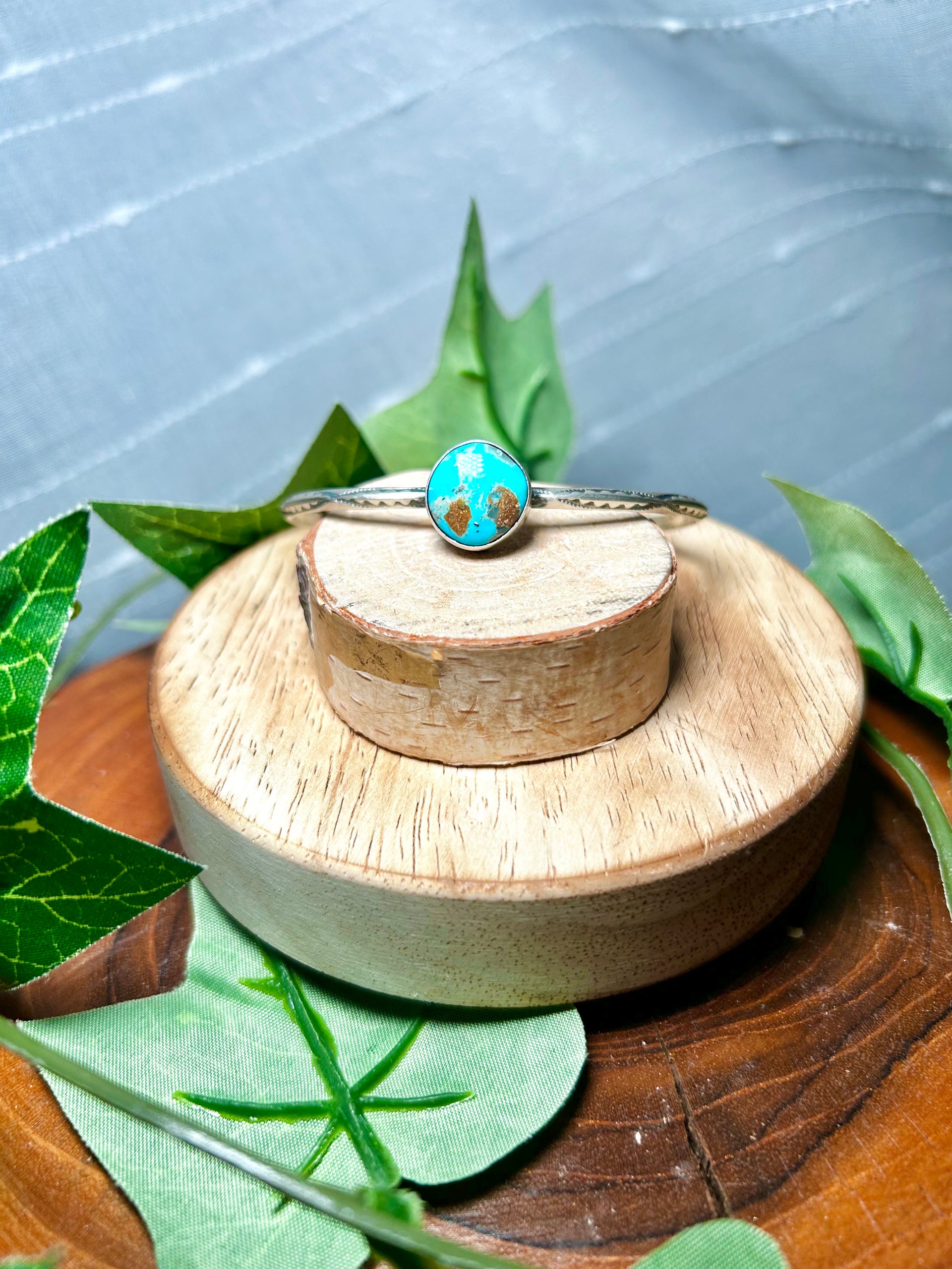 Navajo Made Kingman Turquoise & Sterling Silver Cuff Bracelet