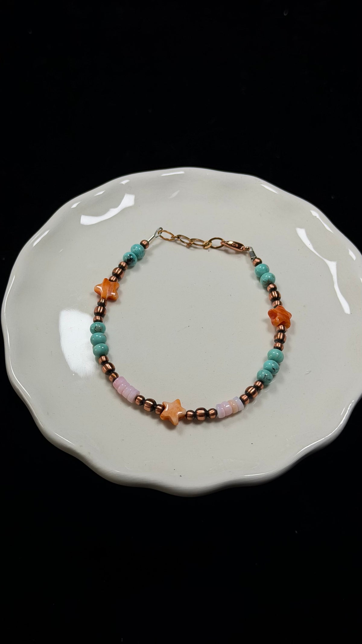 Navajo Strung Multi Stone & Copper Beaded Bracelet