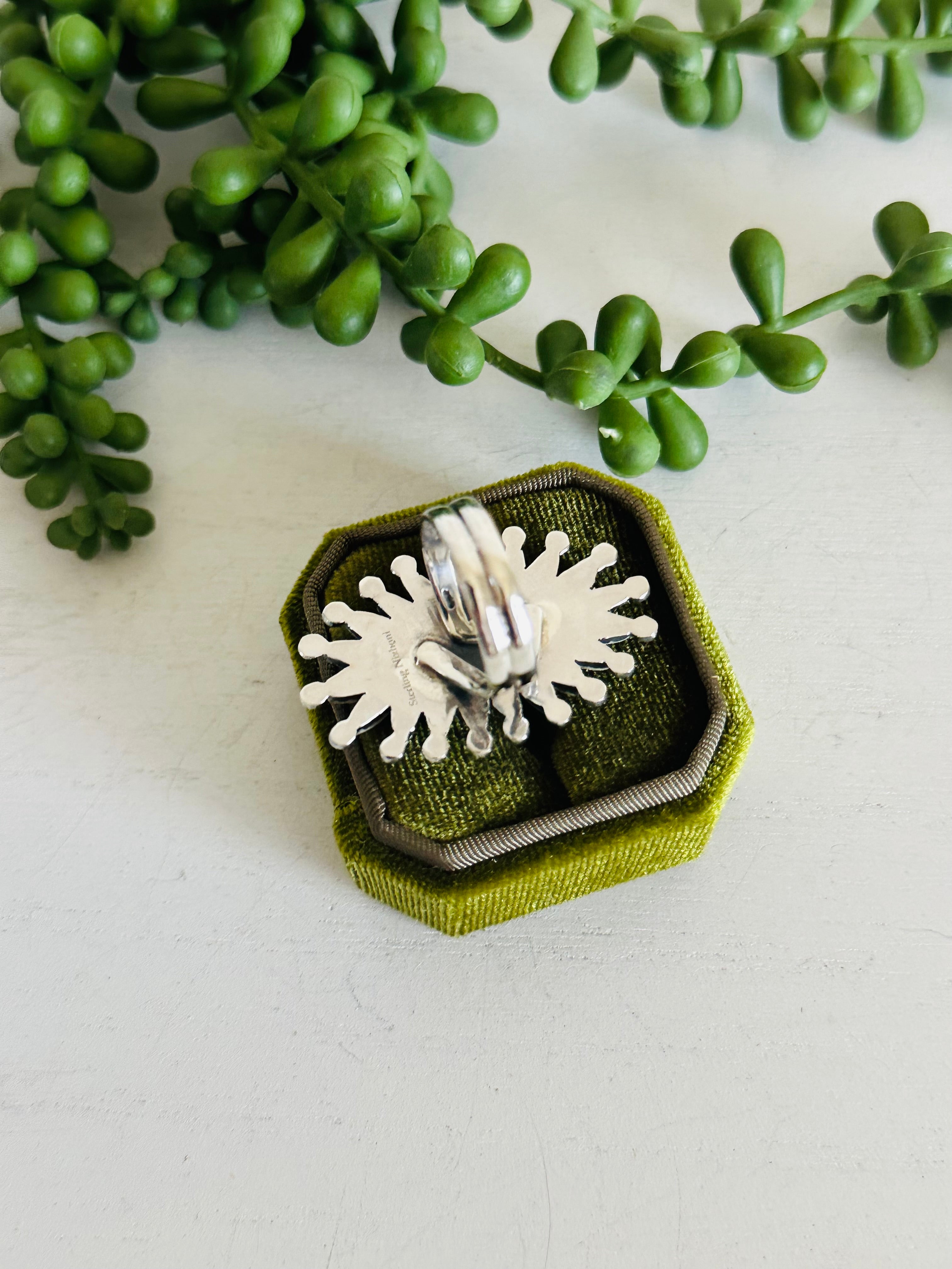 Southwest Handmade Howlite & Sterling Silver Adjustable Cluster Ring