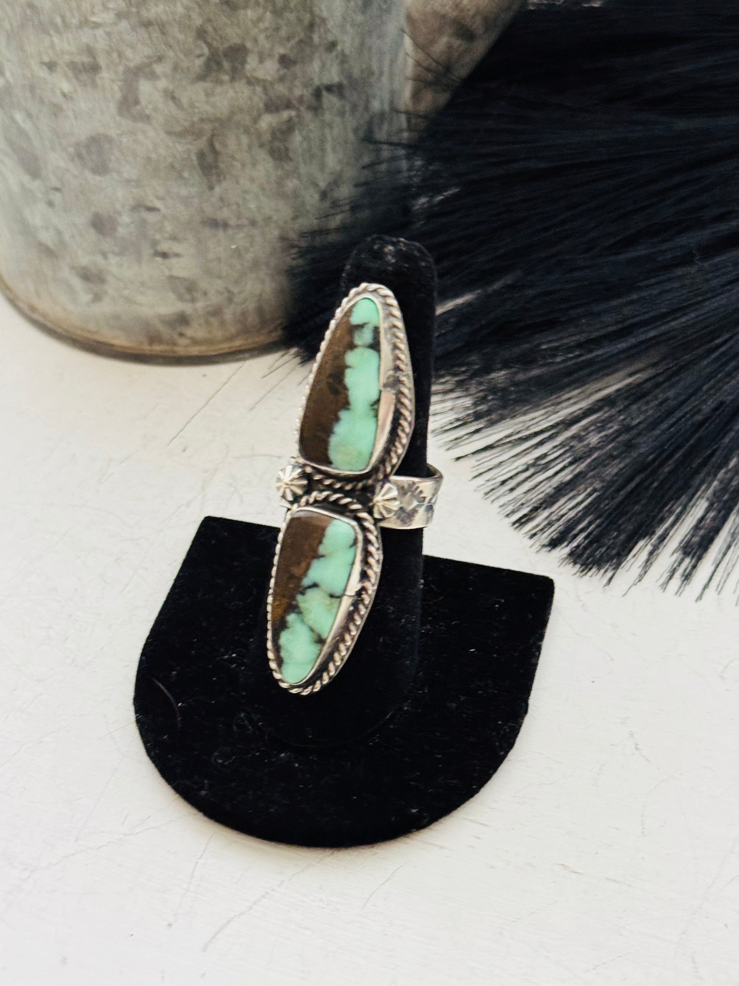 Navajo Made Variscite & Sterling Silver Ring Adjustable