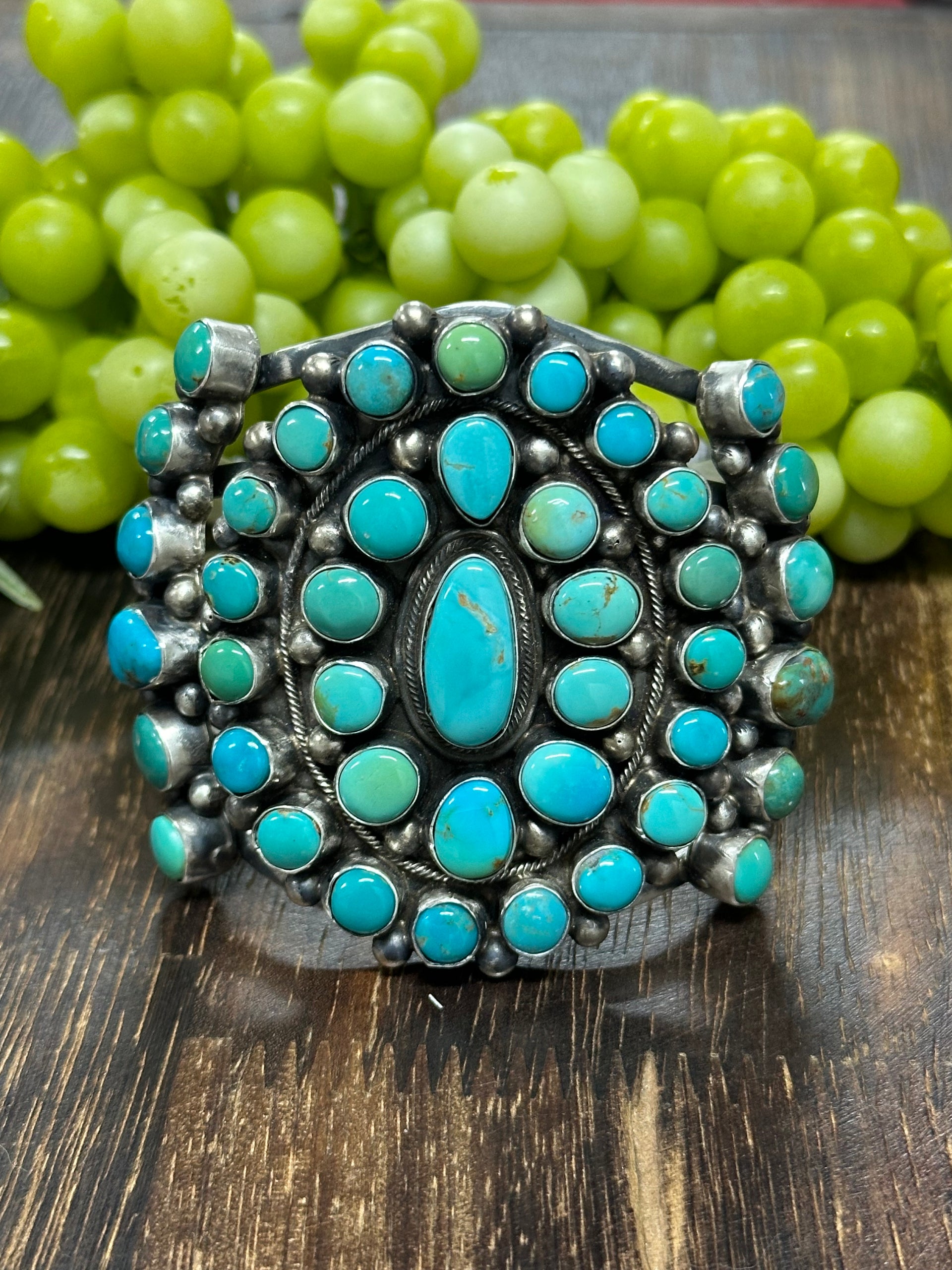 Kathleen Livingston Royston Turquoise & Sterling Silver Cluster Cuff Bracelet