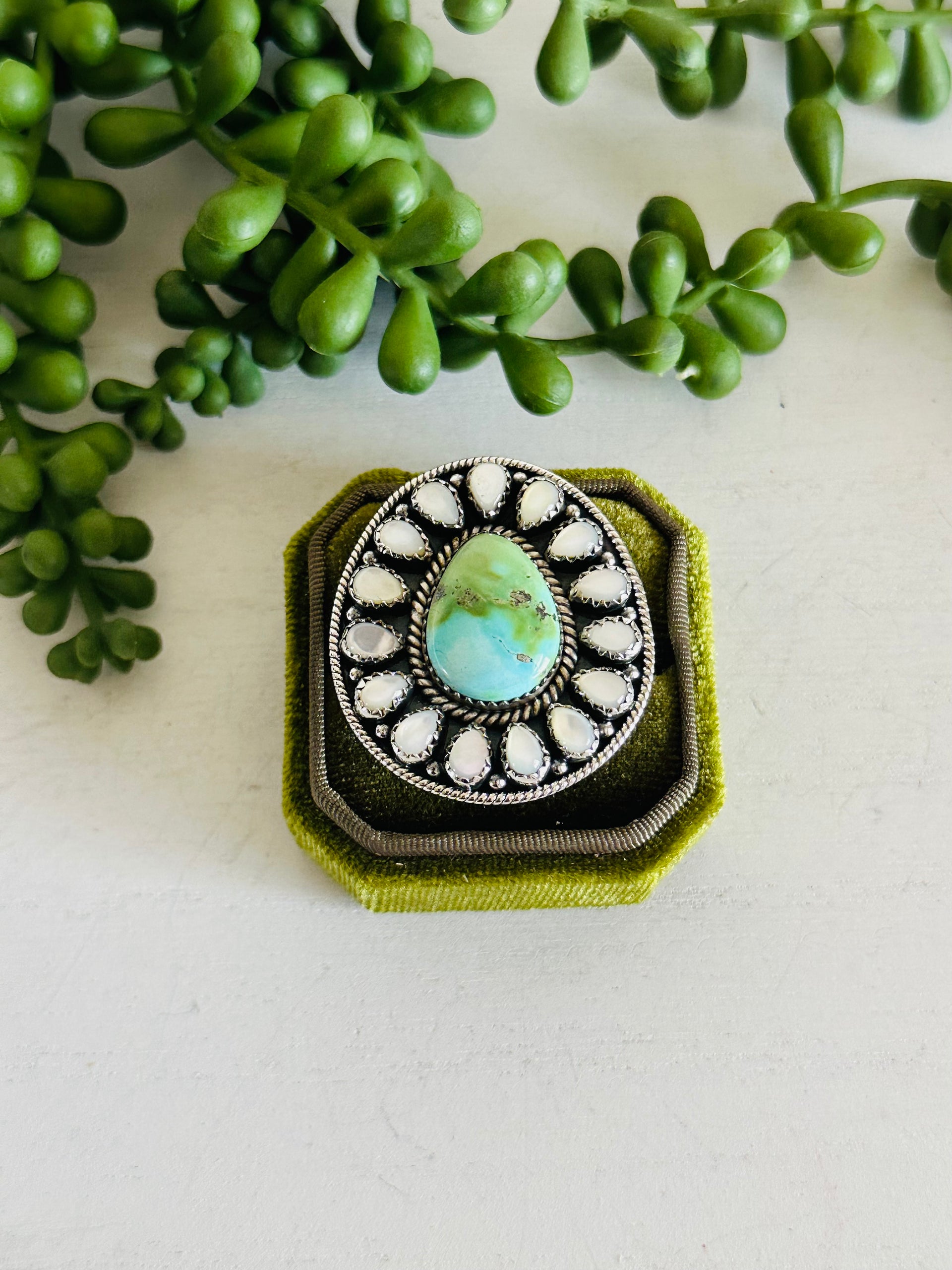 Southwest Handmade Multi Stone & Sterling Silver Adjustable Cluster Ring