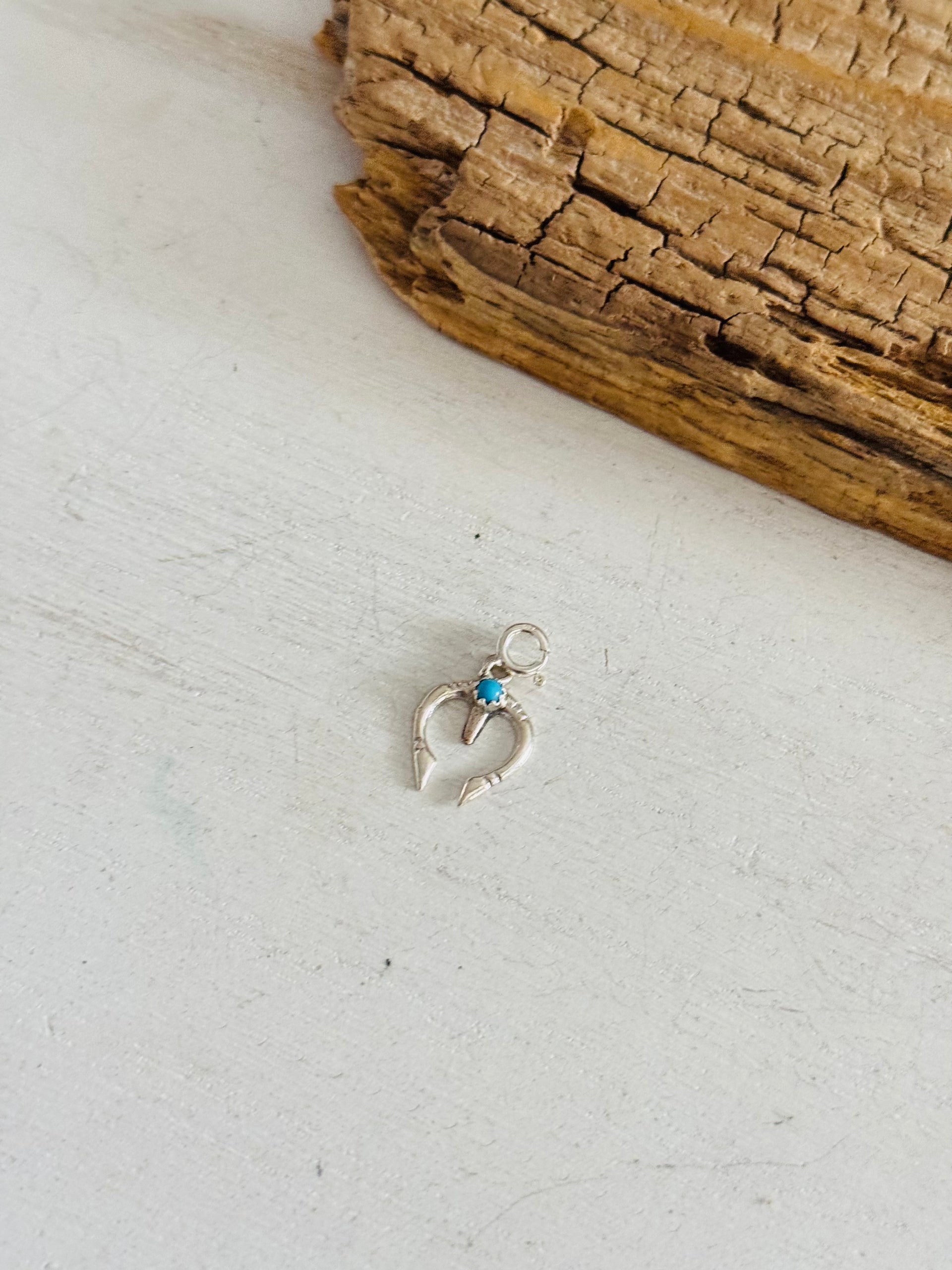 Navajo Made Kingman Turquoise & Sterling Silver Naja Cast Charms