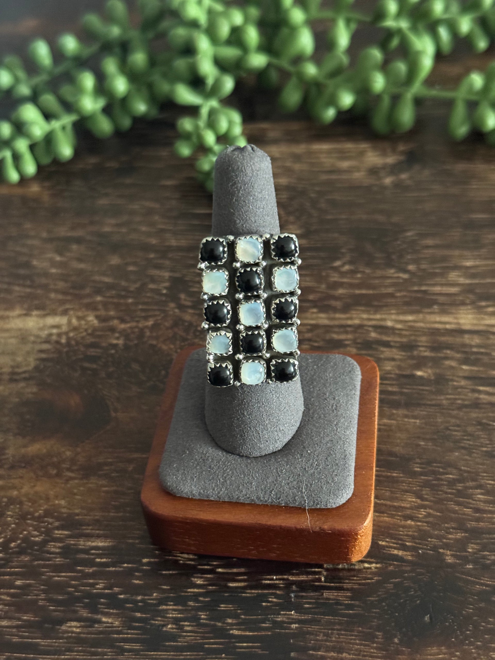 Southwest Made Multistone & Sterling Silver Adjustable Cluster Ring