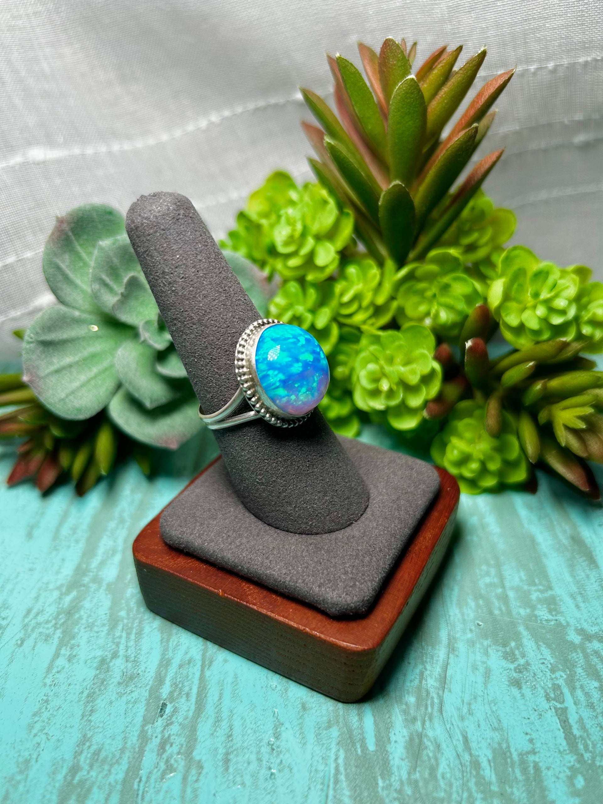 Navajo Made Opal & Sterling Sliver  Ring Size 9