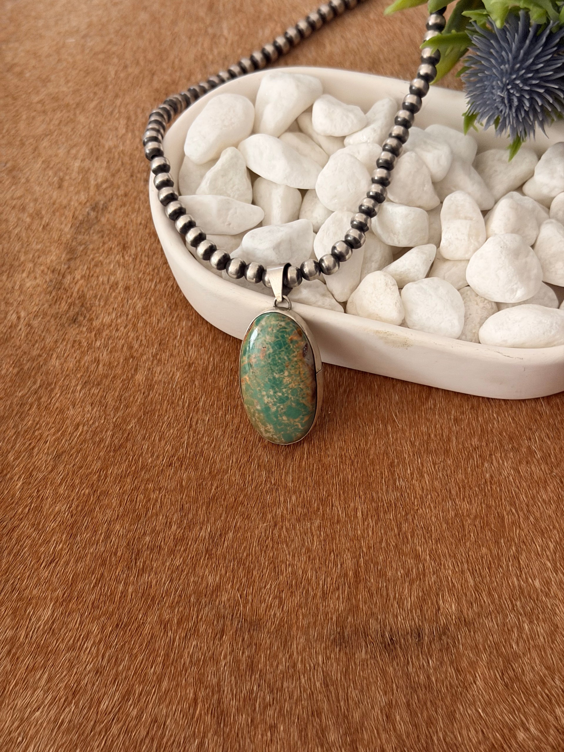 Navajo Made Royston Turquoise & Sterling Silver Pendant