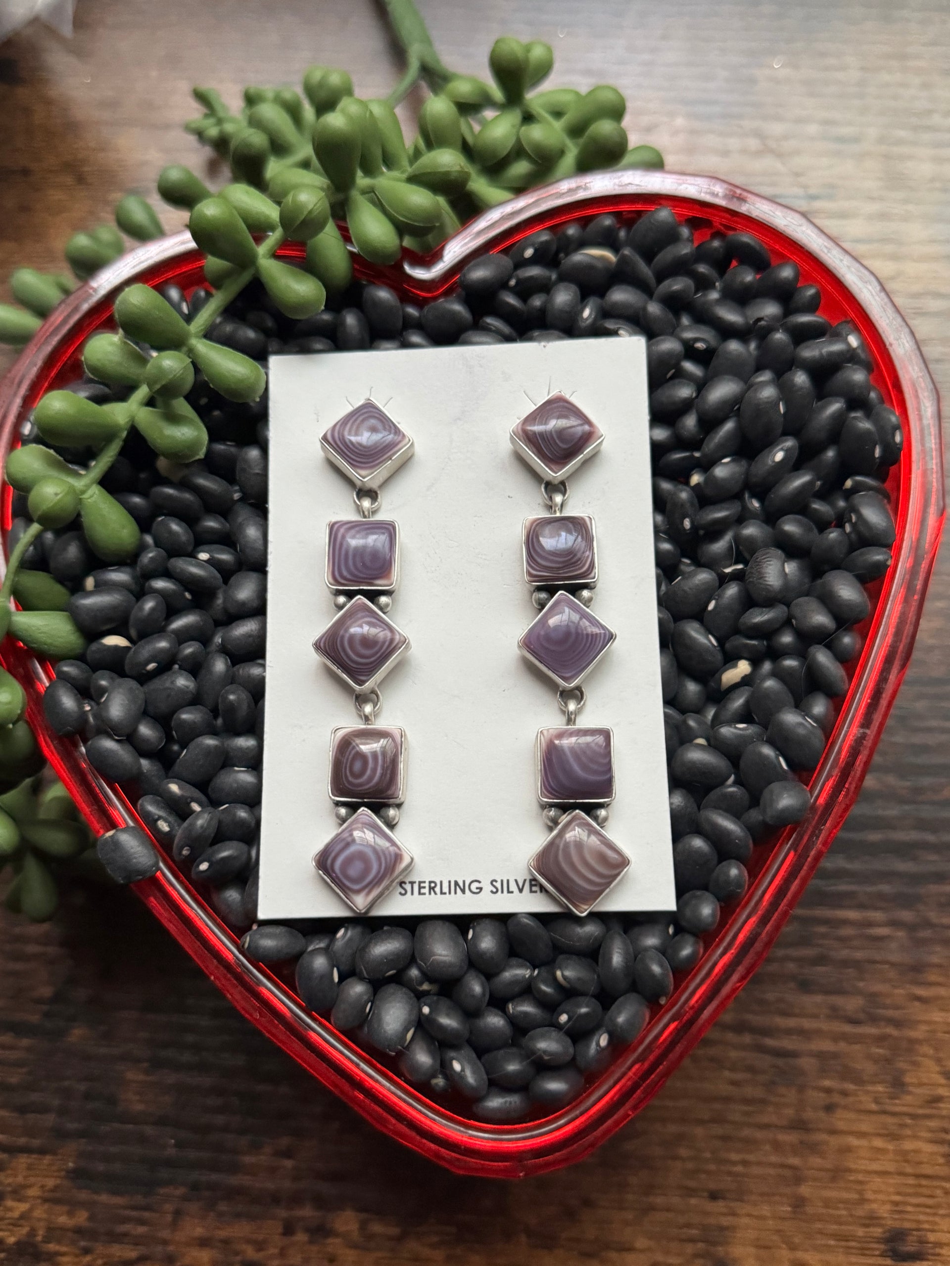 Eleanor Richards Wampum Shell & Sterling Silver Post Dangle Earrings