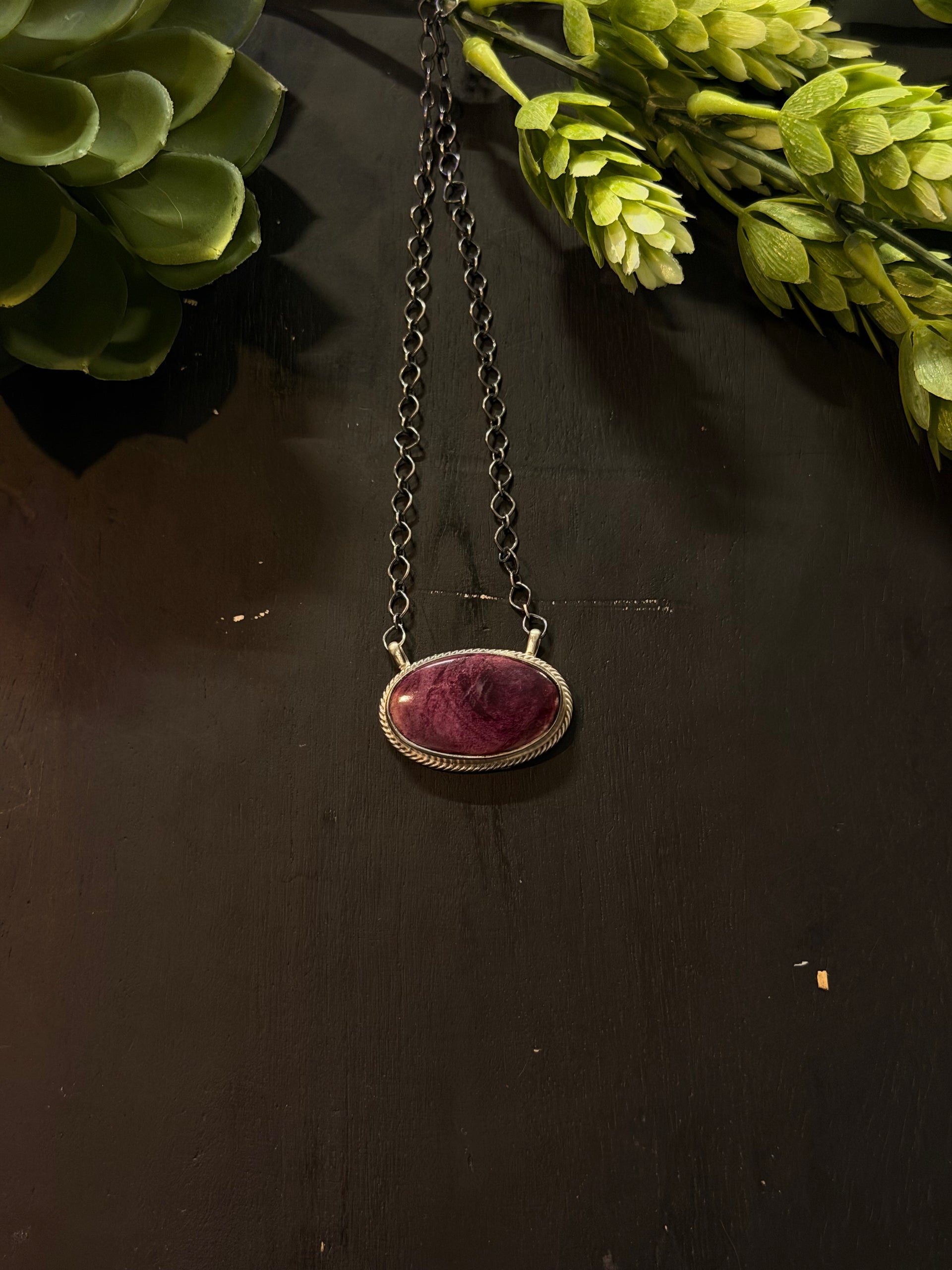 Antionette Martinez Purple Spiny Oyster & Sterling Silver Necklace