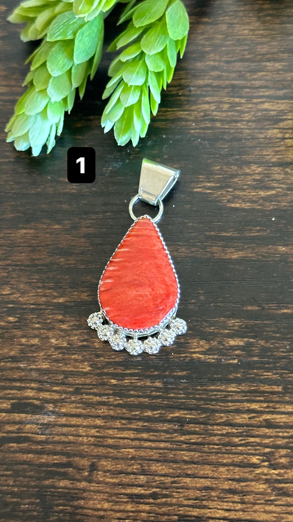 Navajo Made Spiny Oyster & Sterling Silver Pendant