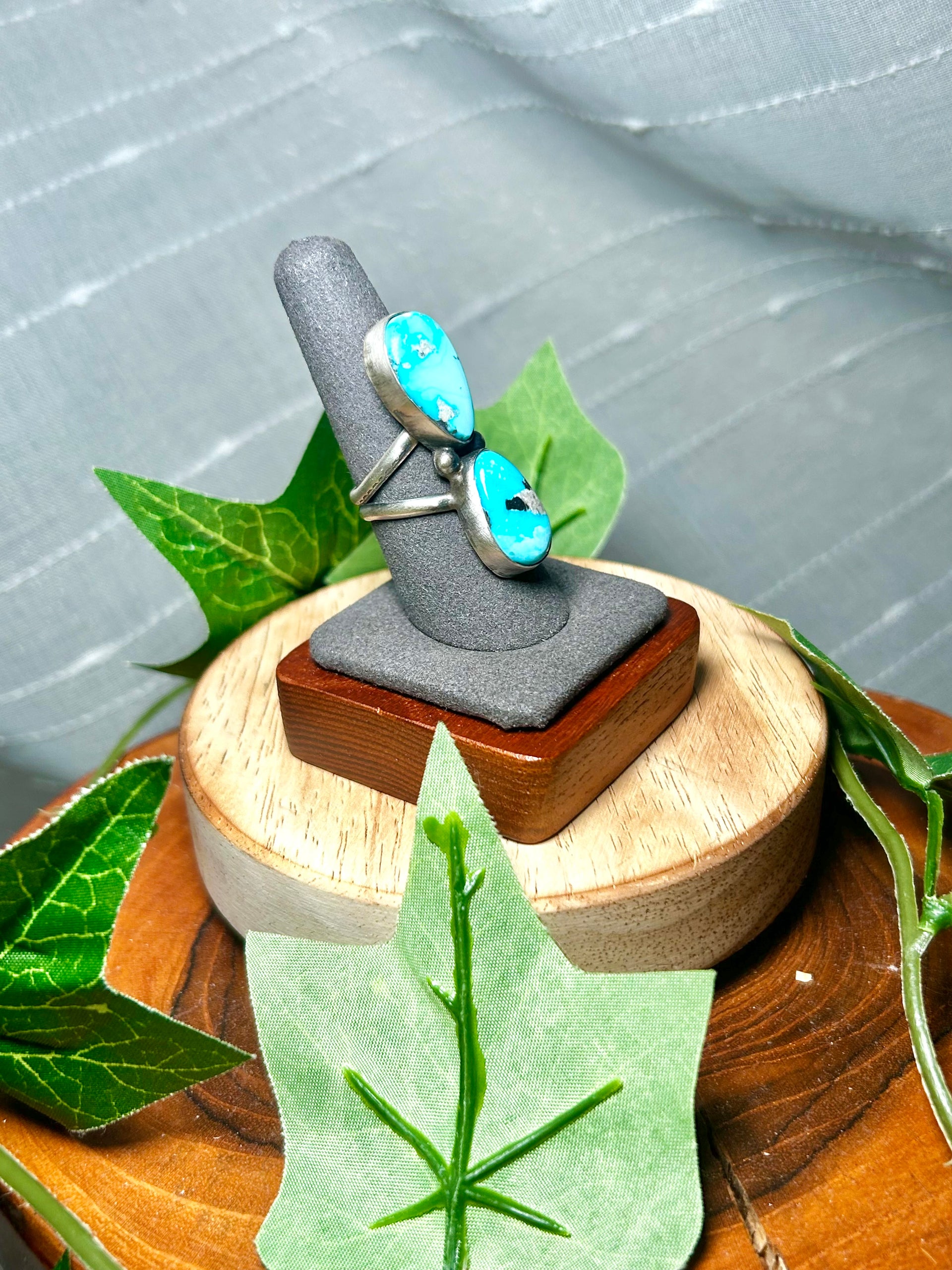 Danny Henio Blue Ridge Turquoise & Sterling Silver Adjustable Ring