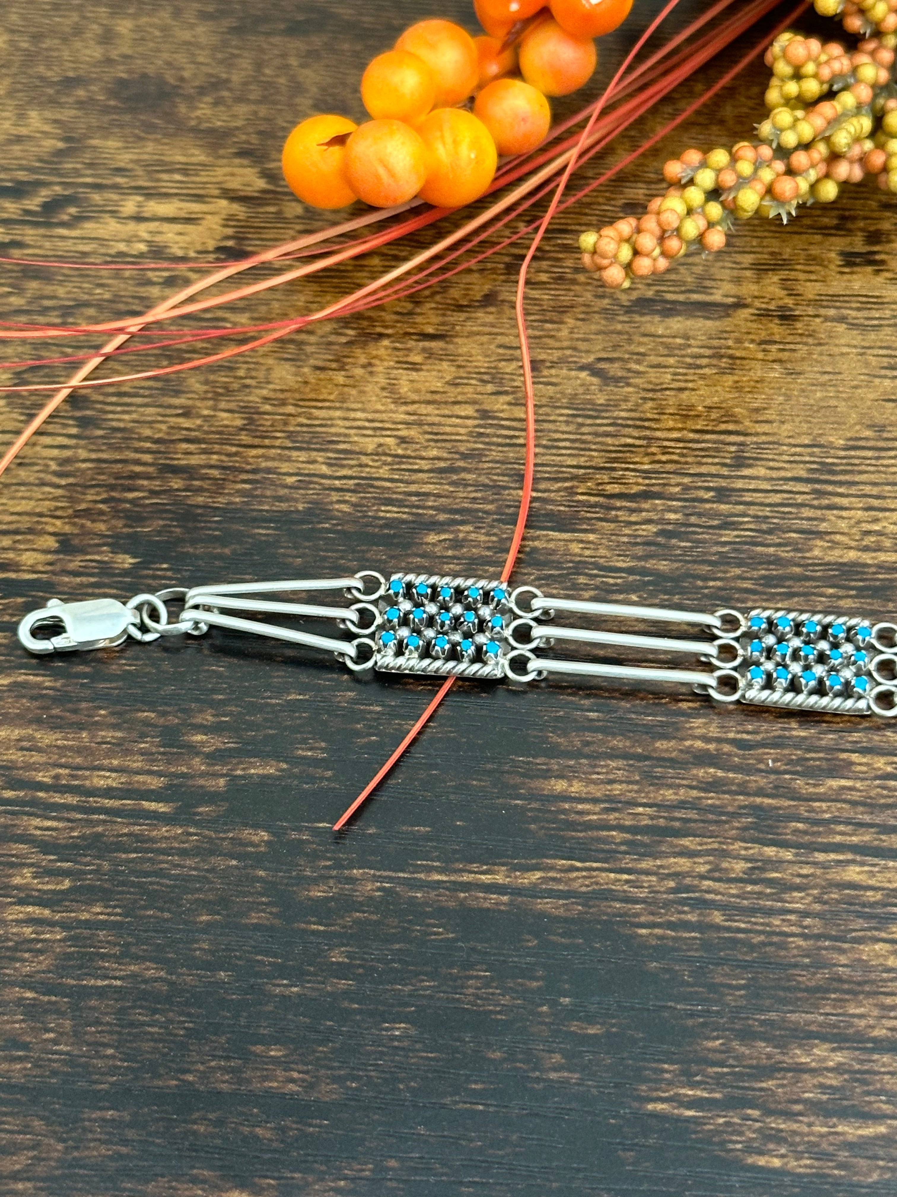 Zuni Made Turquoise & Sterling Silver Bracelet