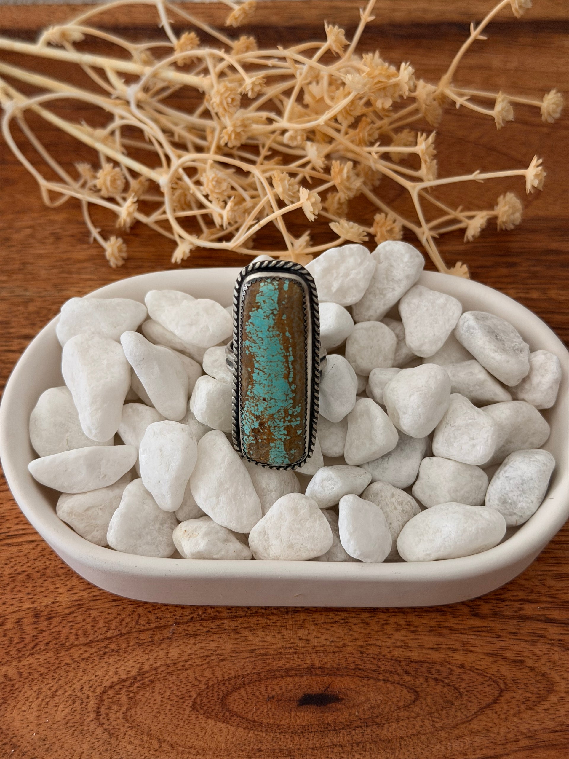 Leslie Nez Mine 8 Turquoise & Sterling Silver Adjustable Ring