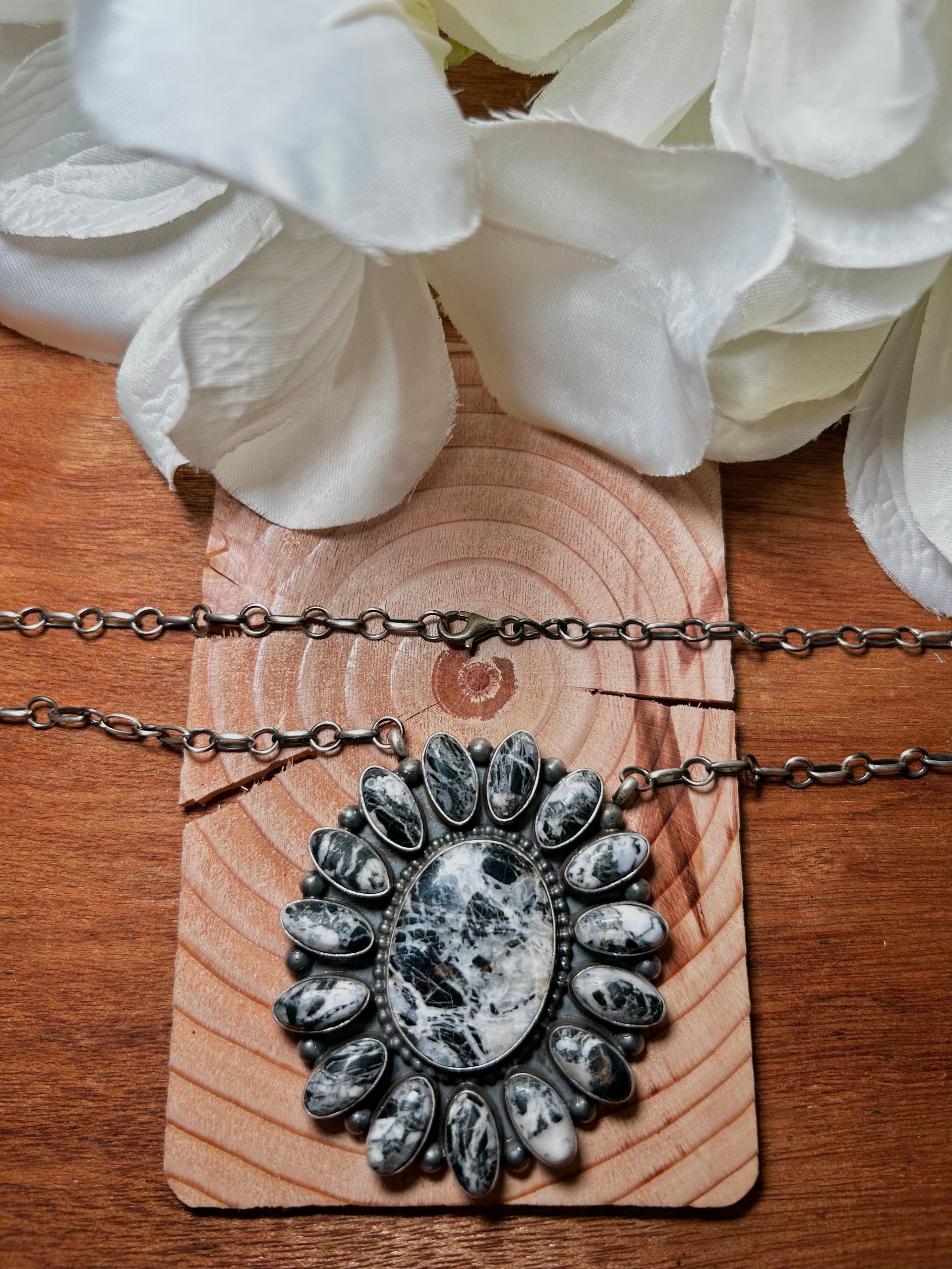 Timothy Yazzie White Buffalo & Sterling Silver Necklace