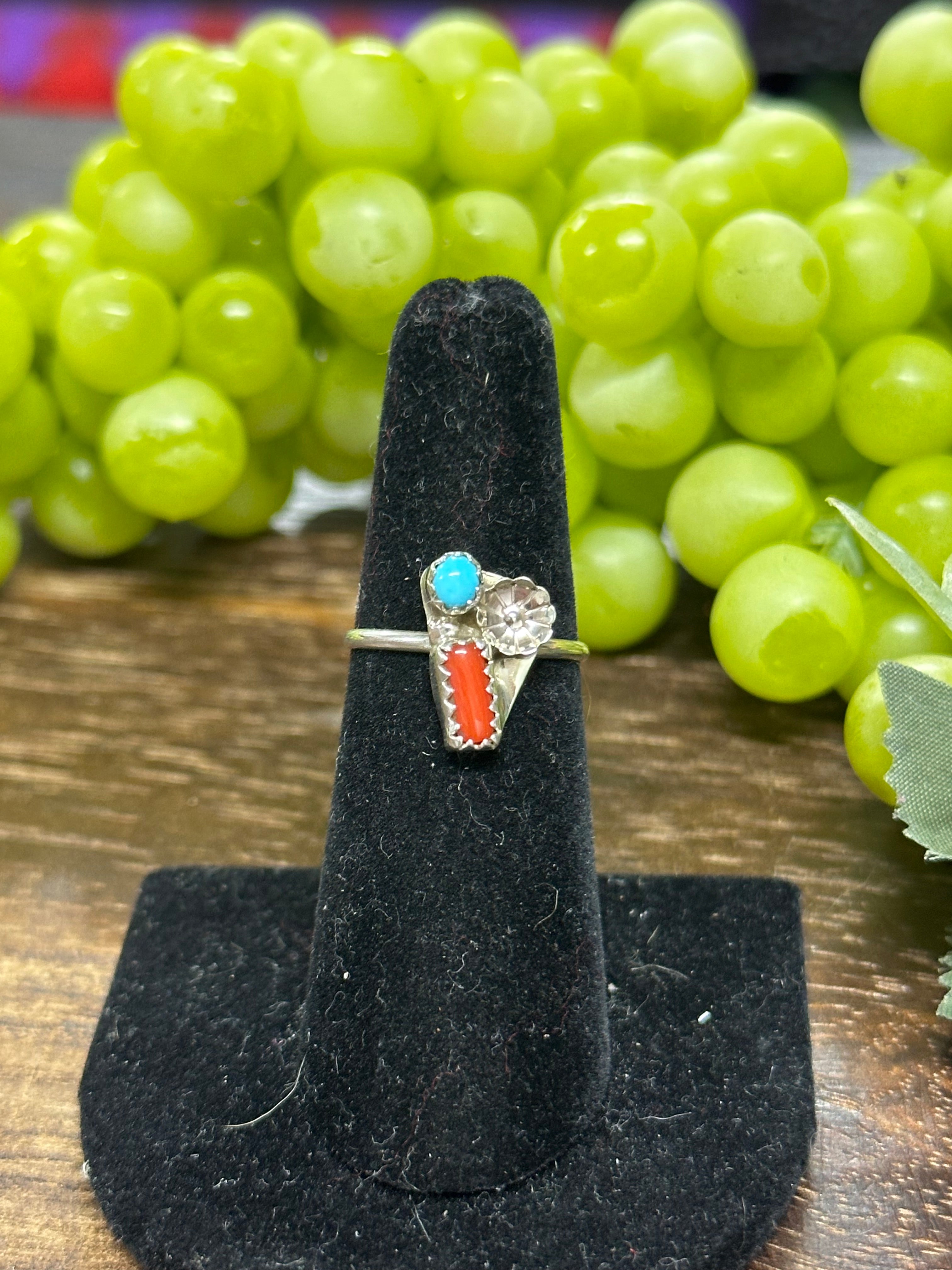 Navajo Made Multi Stone & Sterling Silver Ring