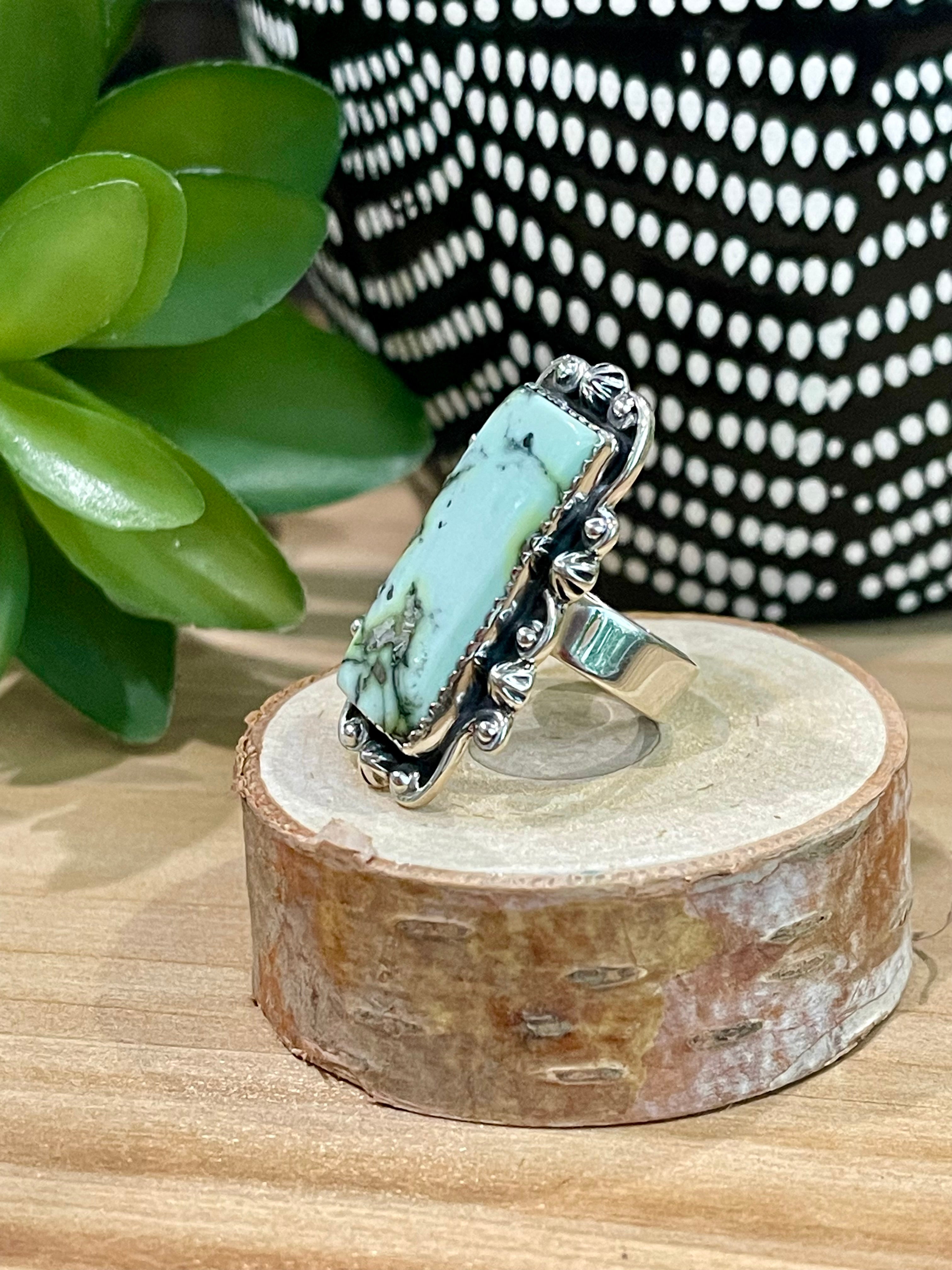 Southwest Handmade Palomino Variscite & Sterling Silver Adjustable Ring