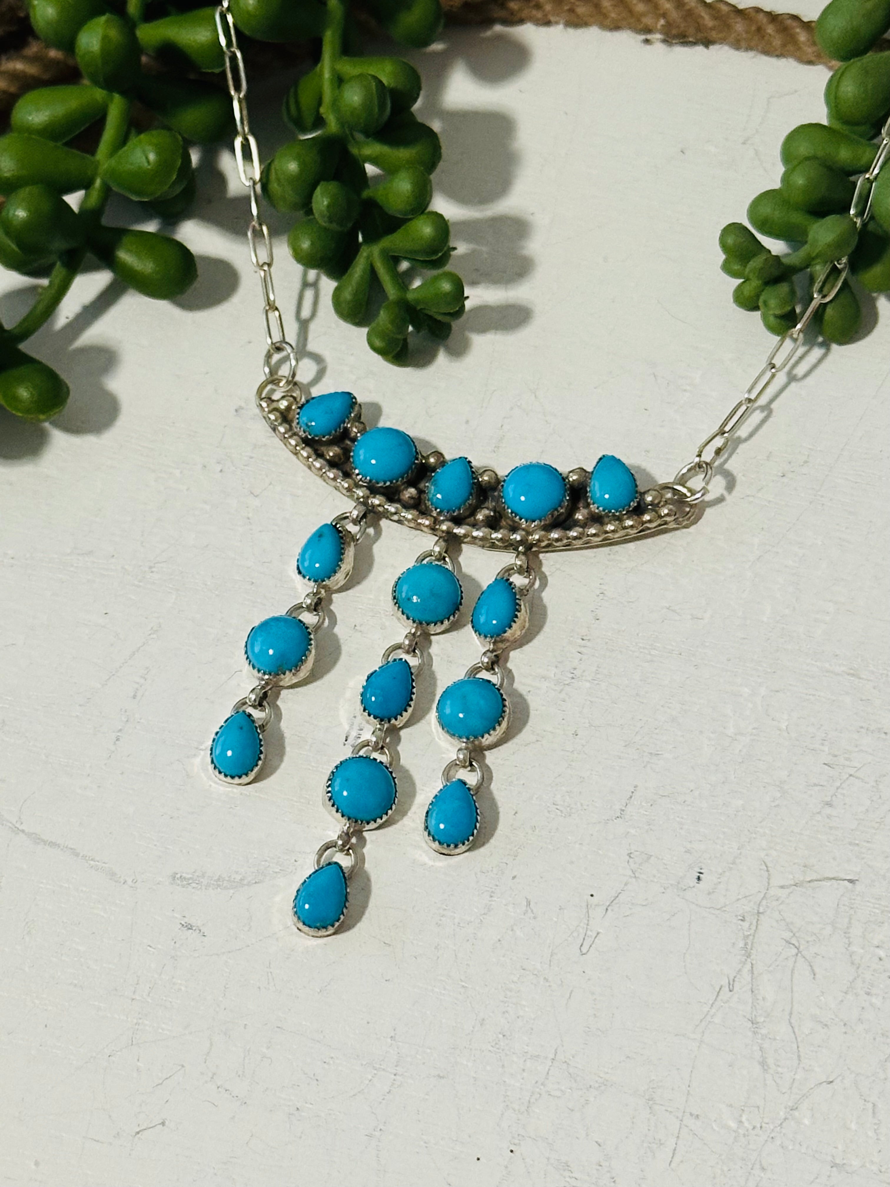 Nora Whitegoat Sleeping Beauty Turquoise & Sterling Silver Necklace Set