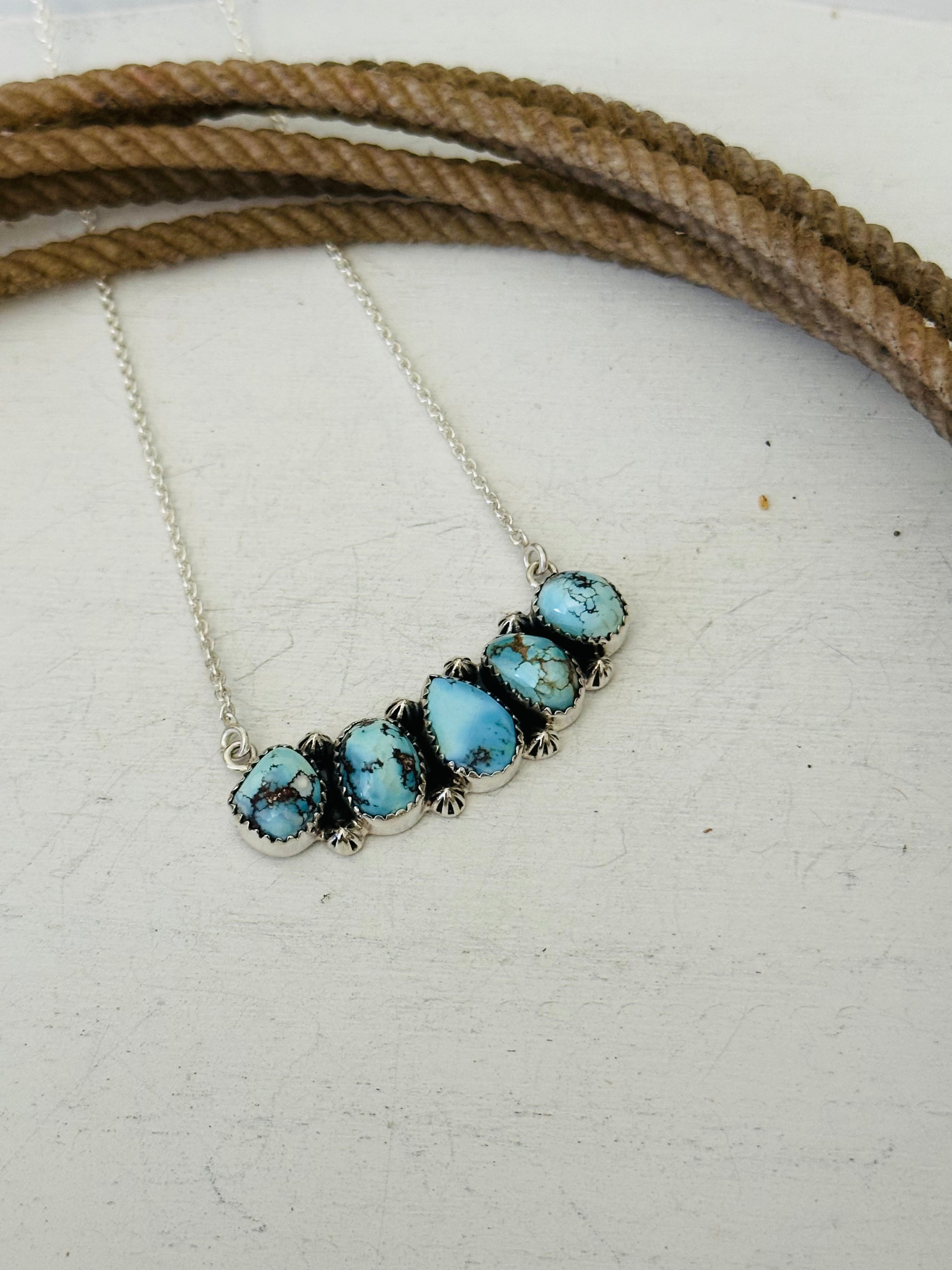 Southwest Handmade Golden Hills Turquoise & Sterling Silver Necklace