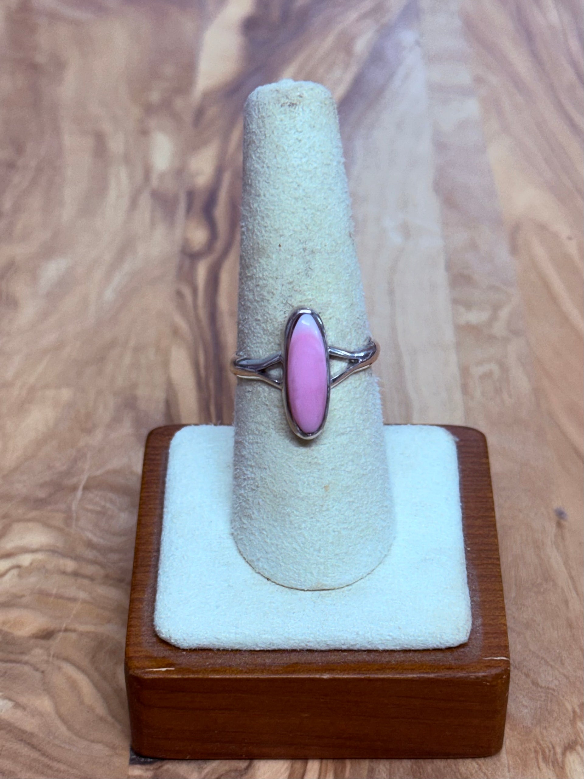 Navajo Made Pink Conch & Sterling Silver Ring