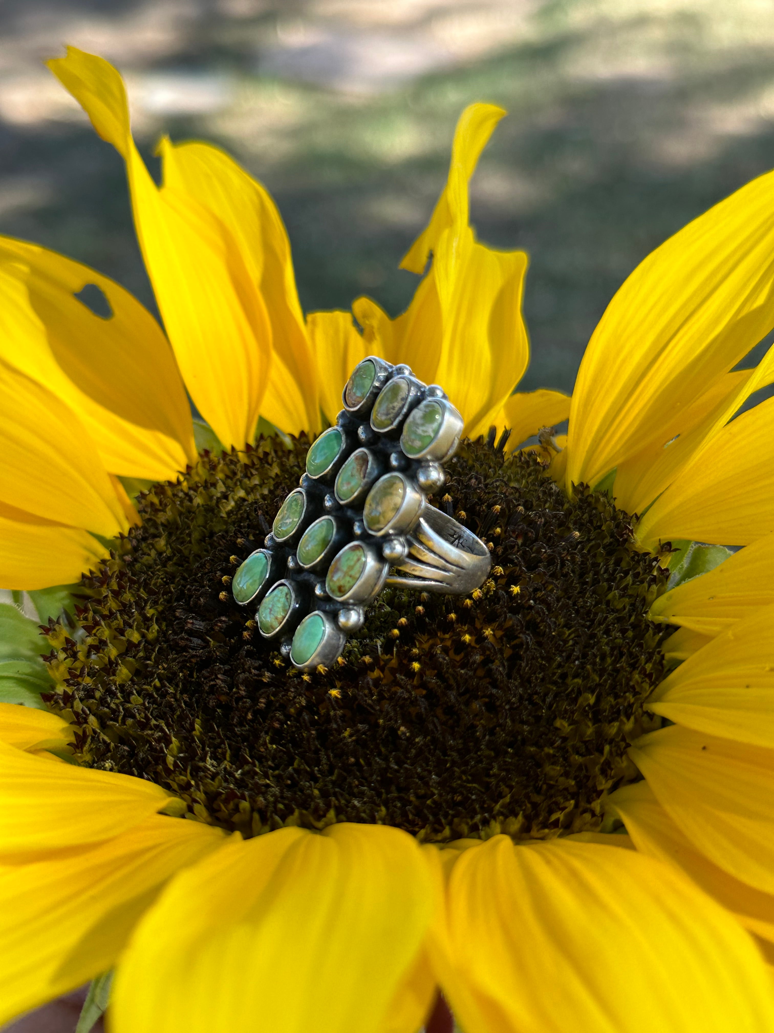 Jon Begay Royston Turquoise & Sterling Silver Cluster Ring