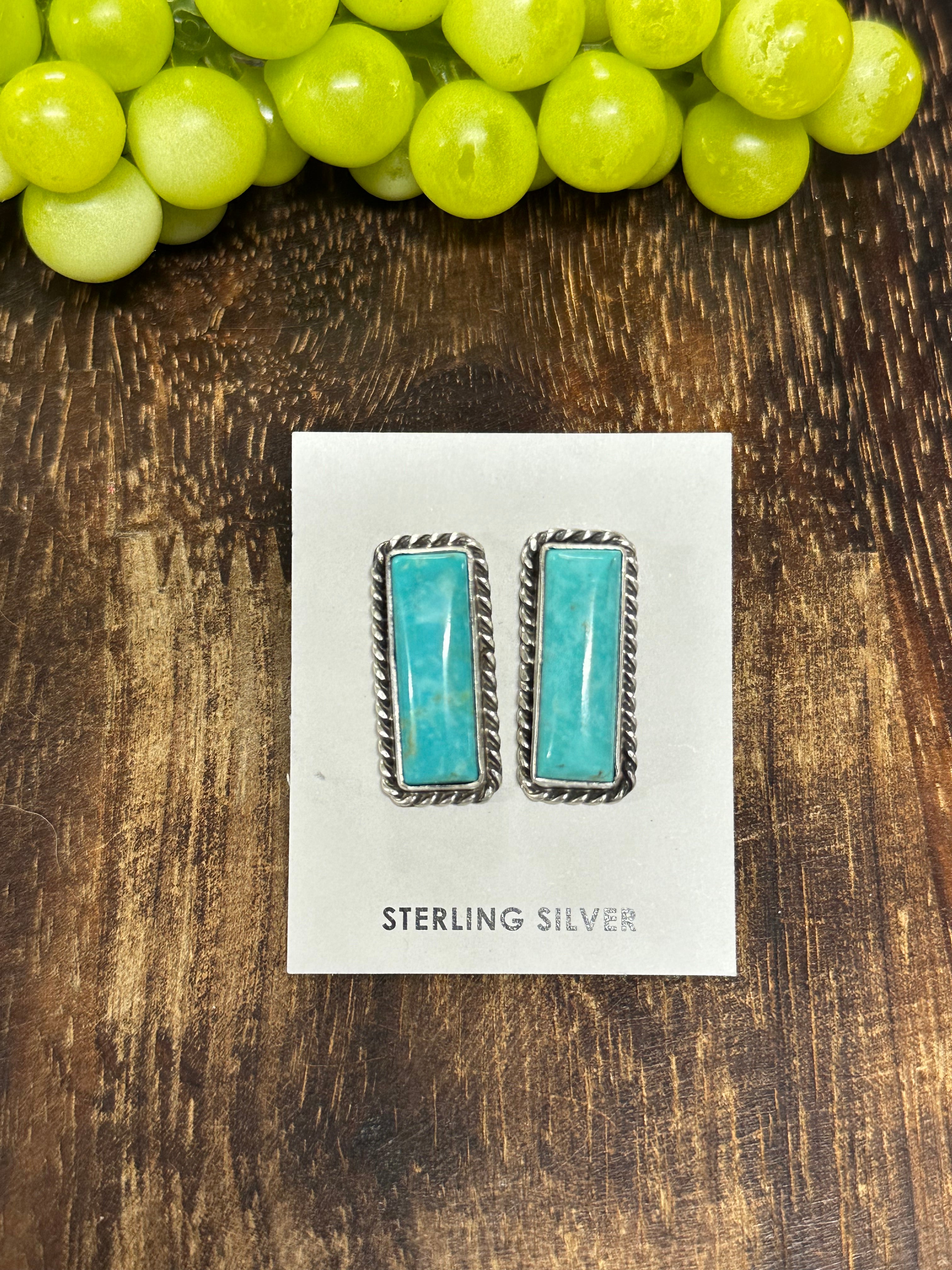 Augustine Largo Kingman Turquoise & Sterling Silver Dangle Earrings