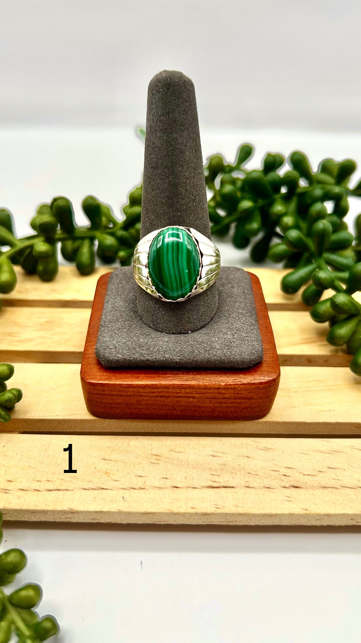 Navajo Made Malachite & Sterling Silver Ring