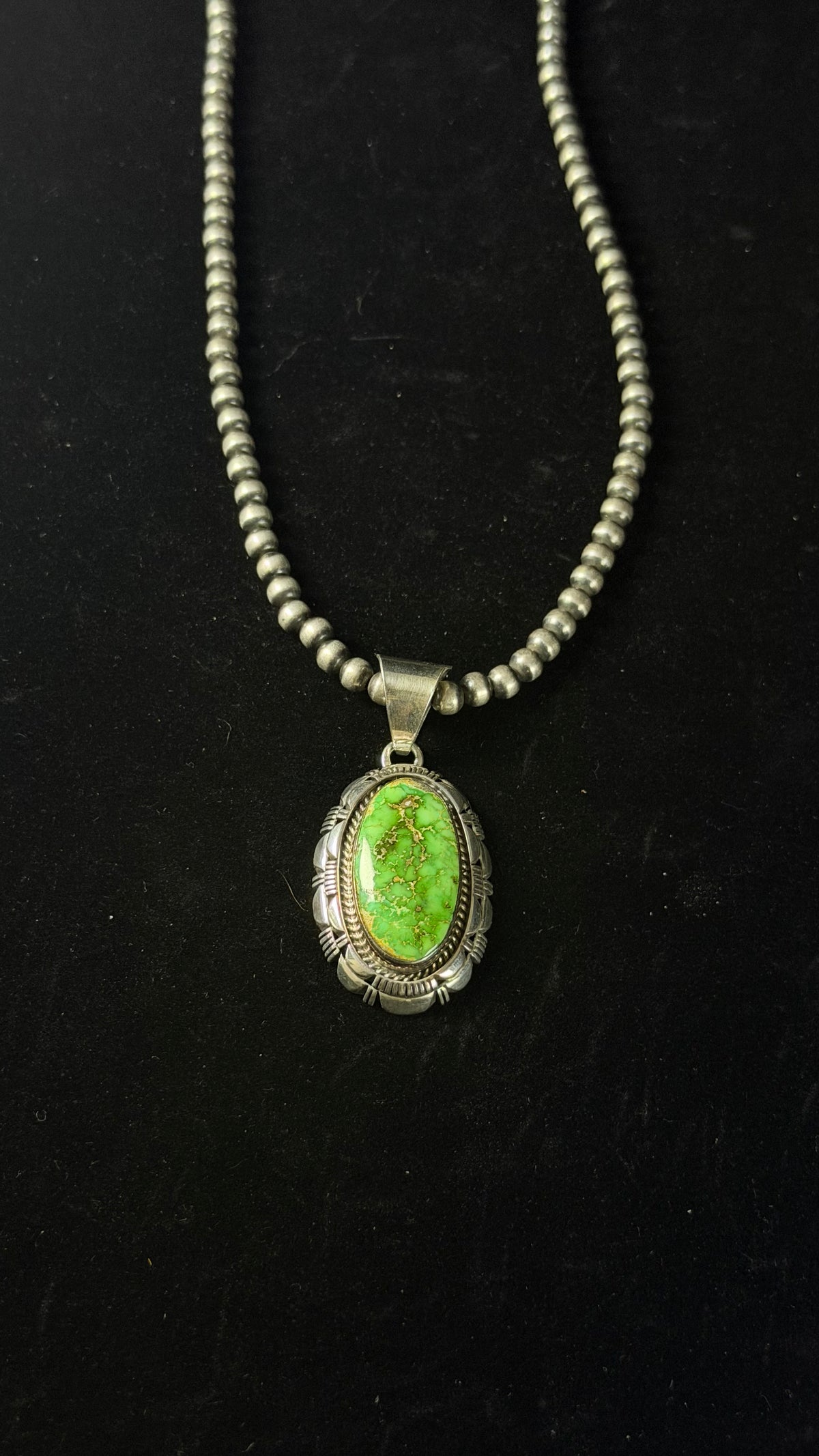 Larry Moses Yazzie Sonoran Gold Turquoise & Sterling Silver Pendant