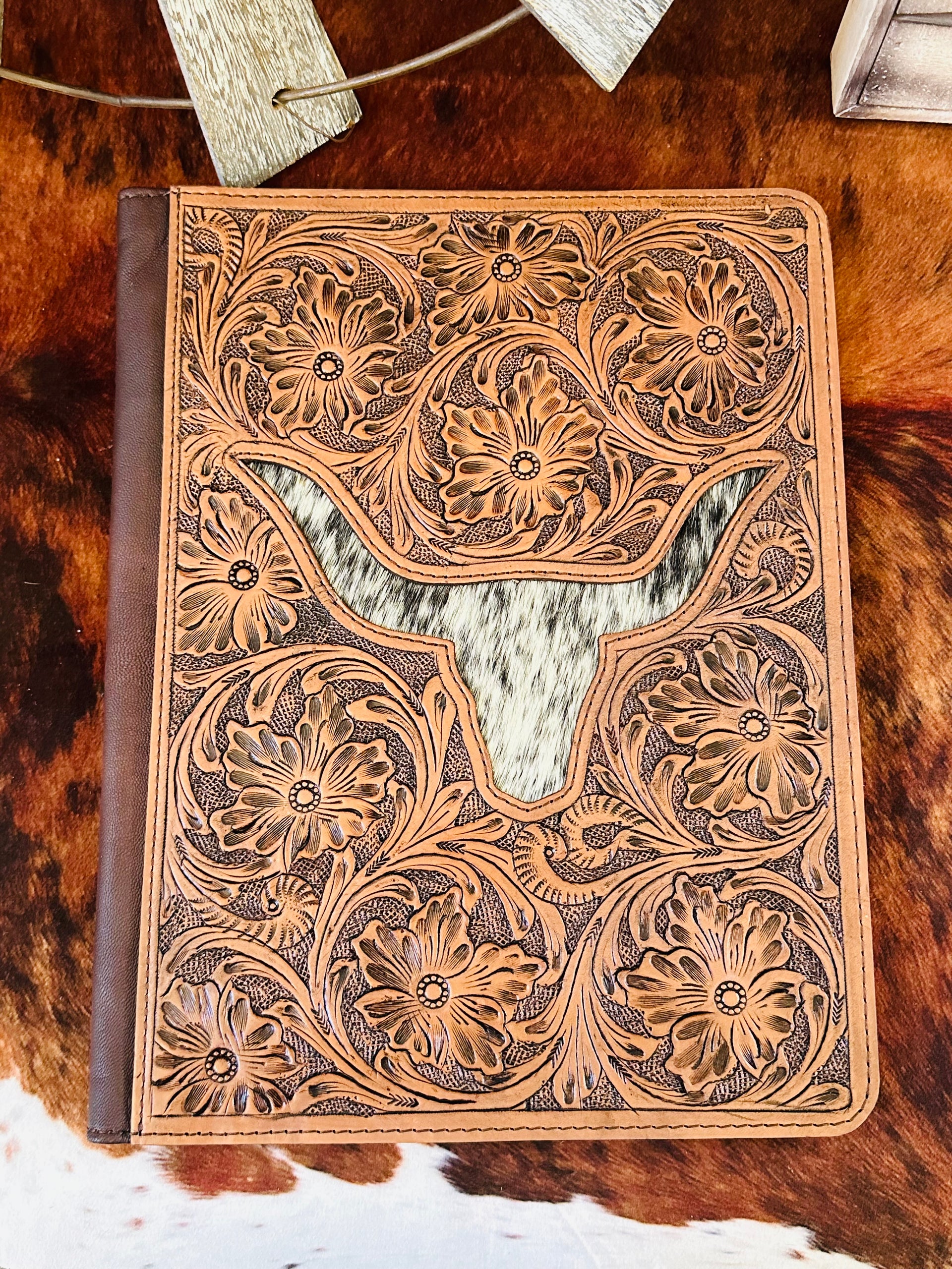 Genuine Tooled Leather & Cowhide Planner