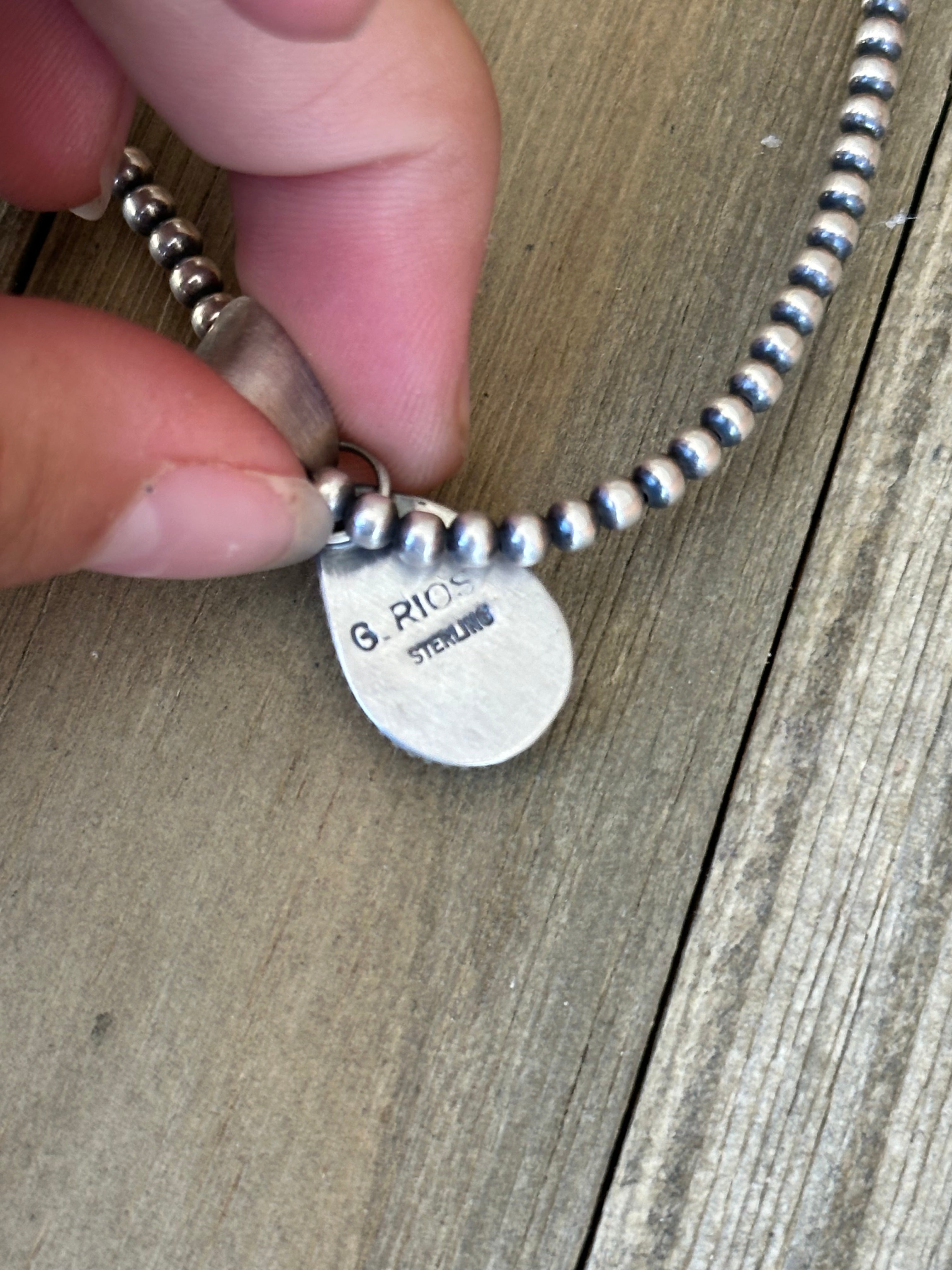 Navajo Made Lapis & Sterling Silver Pendant