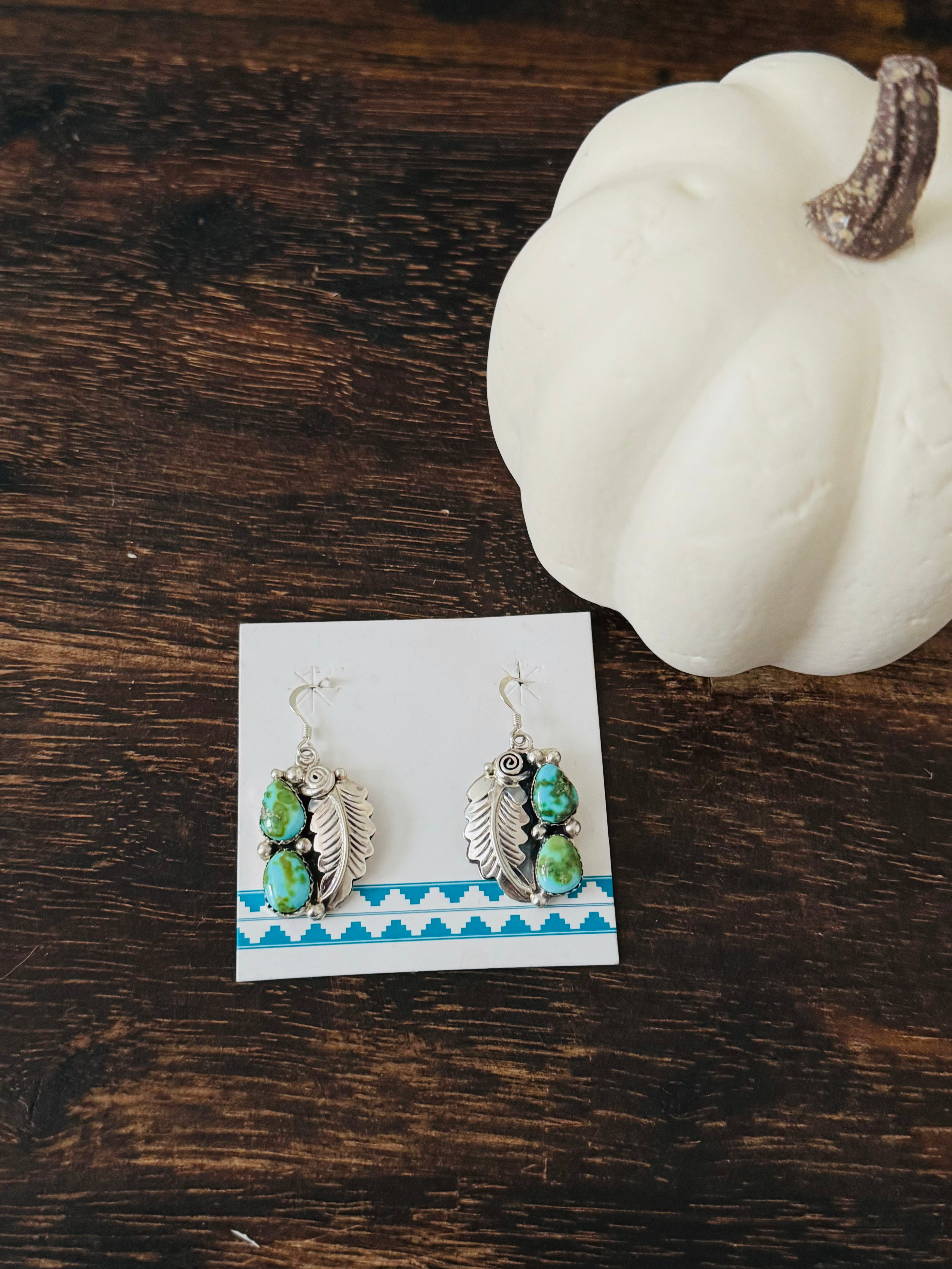 Navajo Made Sonoran Mountain & Sterling Silver Dangle Earrings