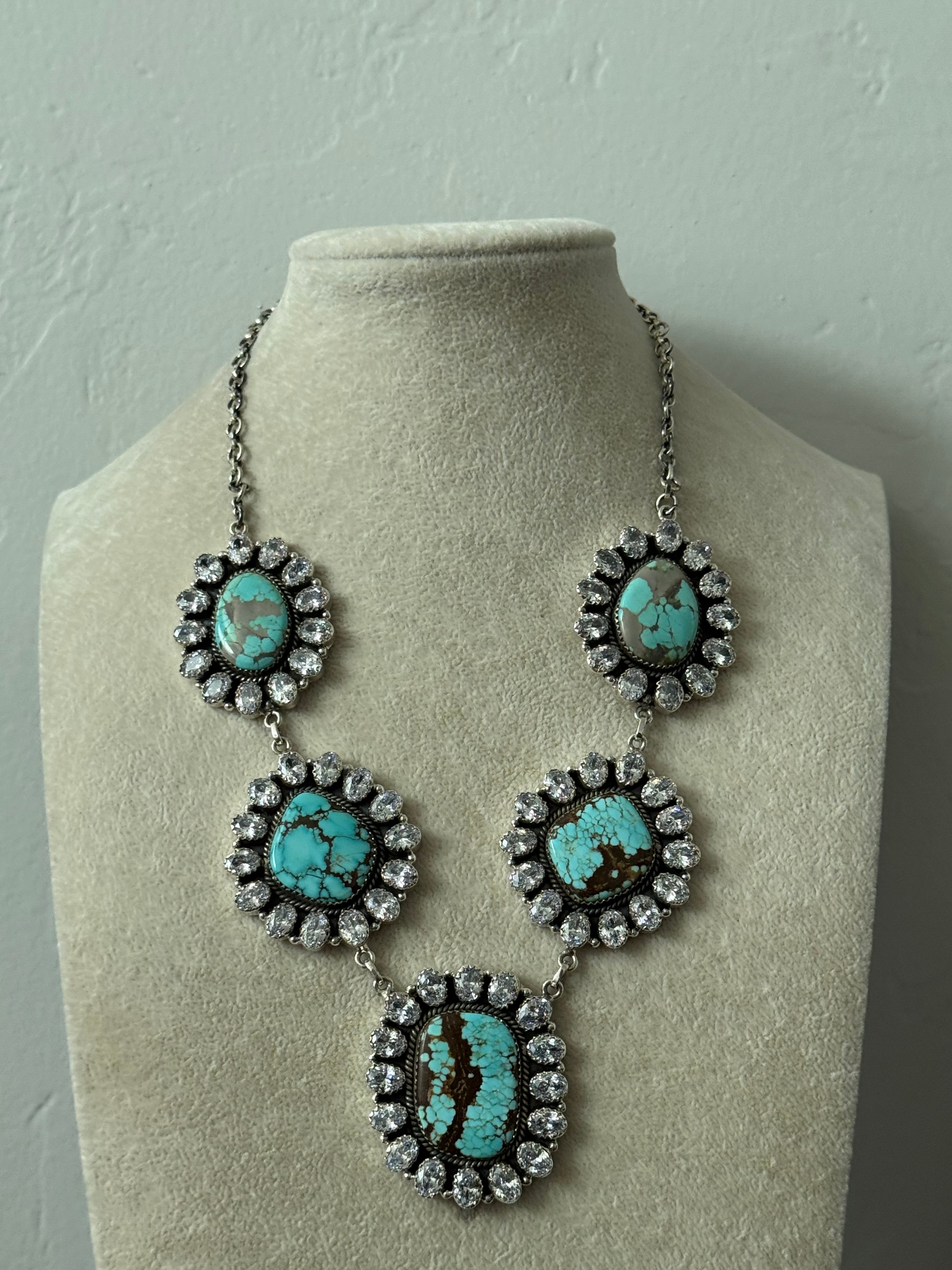 Southwest Handmade Multi Stone & Sterling Silver Cluster Necklace