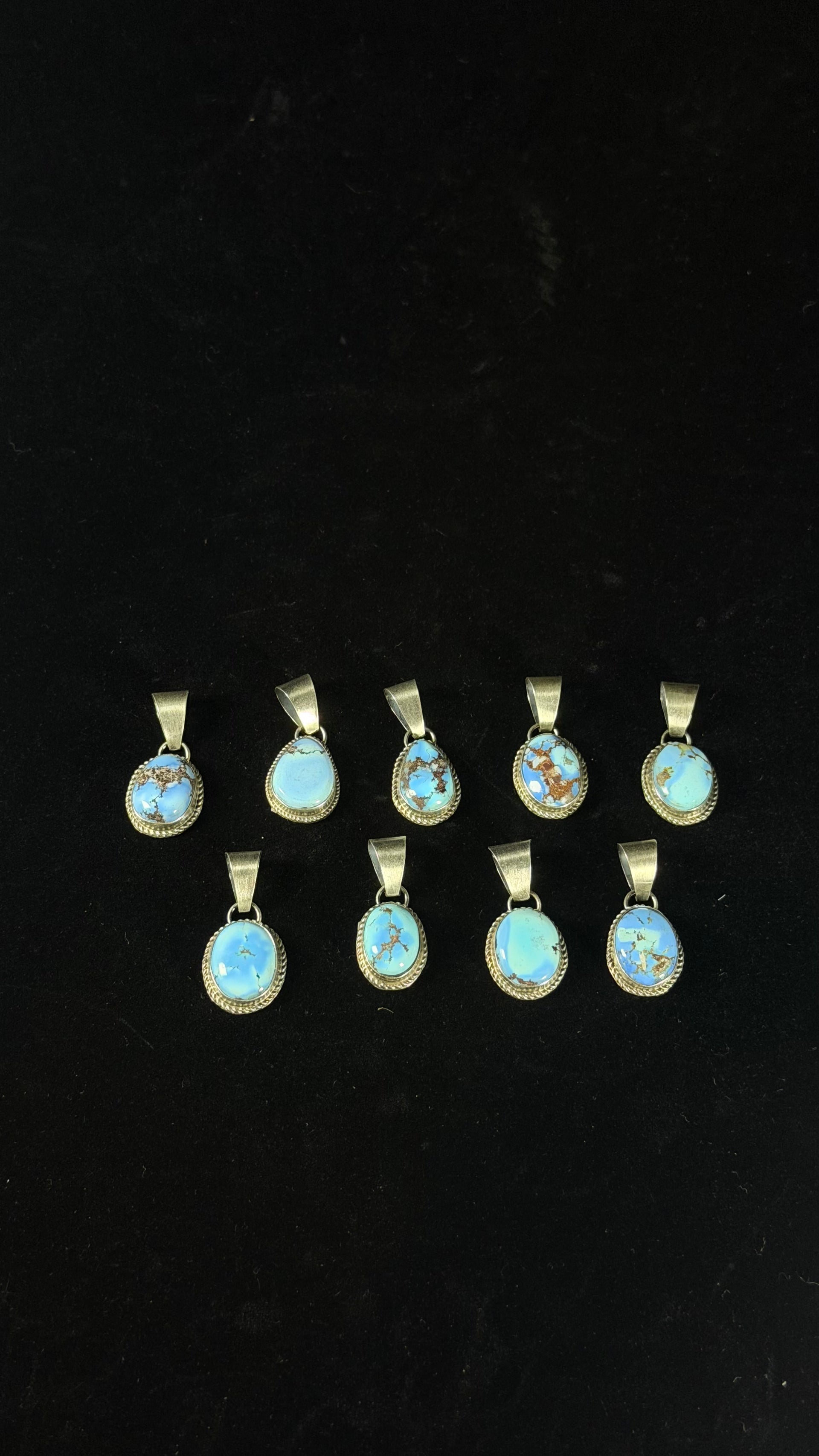 Navajo Made Natural Golden Hills Turquoise  & Sterling Silver Pendant