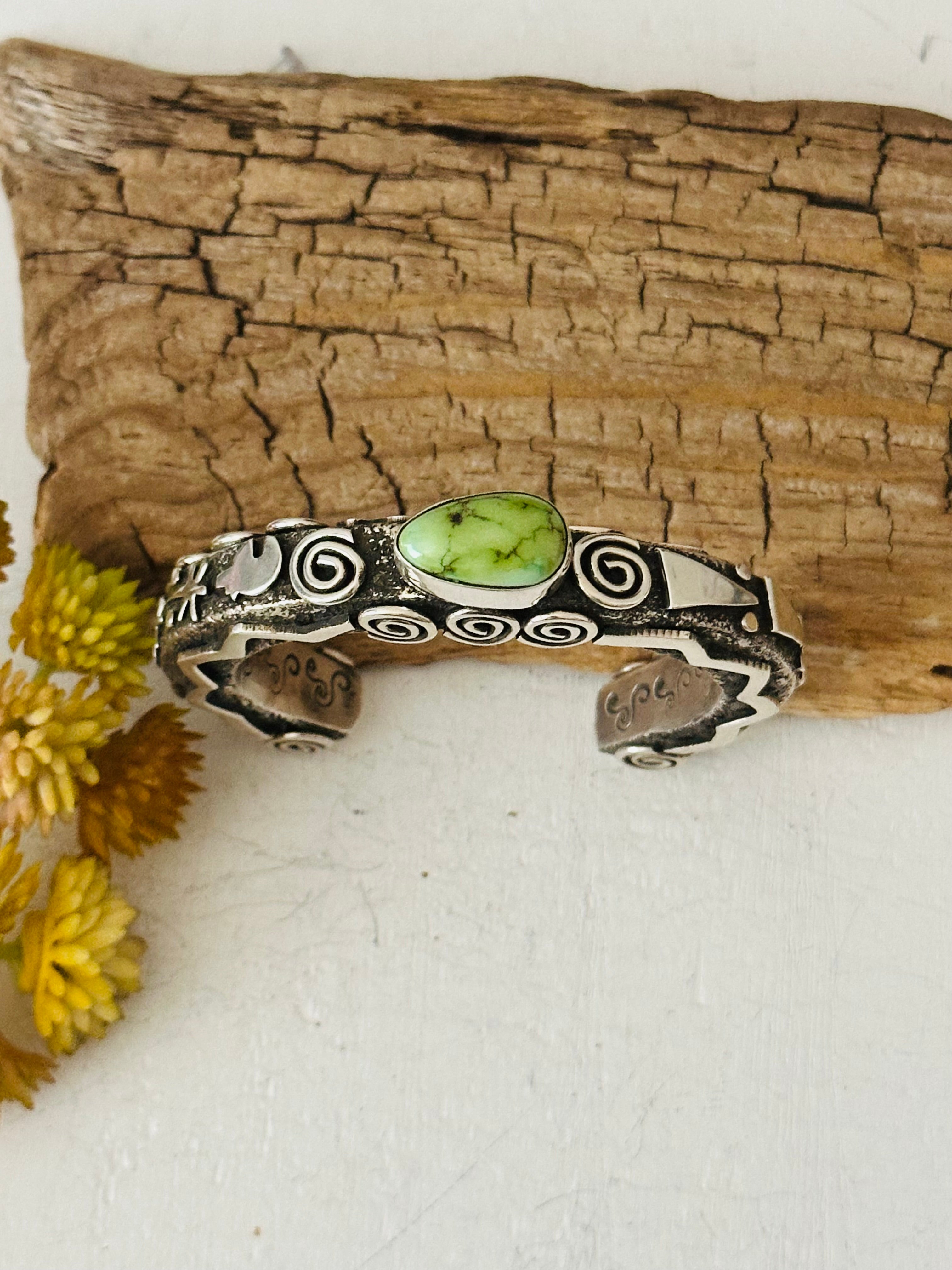 Alex Sanchez Sonoran Gold Turquoise & Sterling Silver Cuff Bracelet