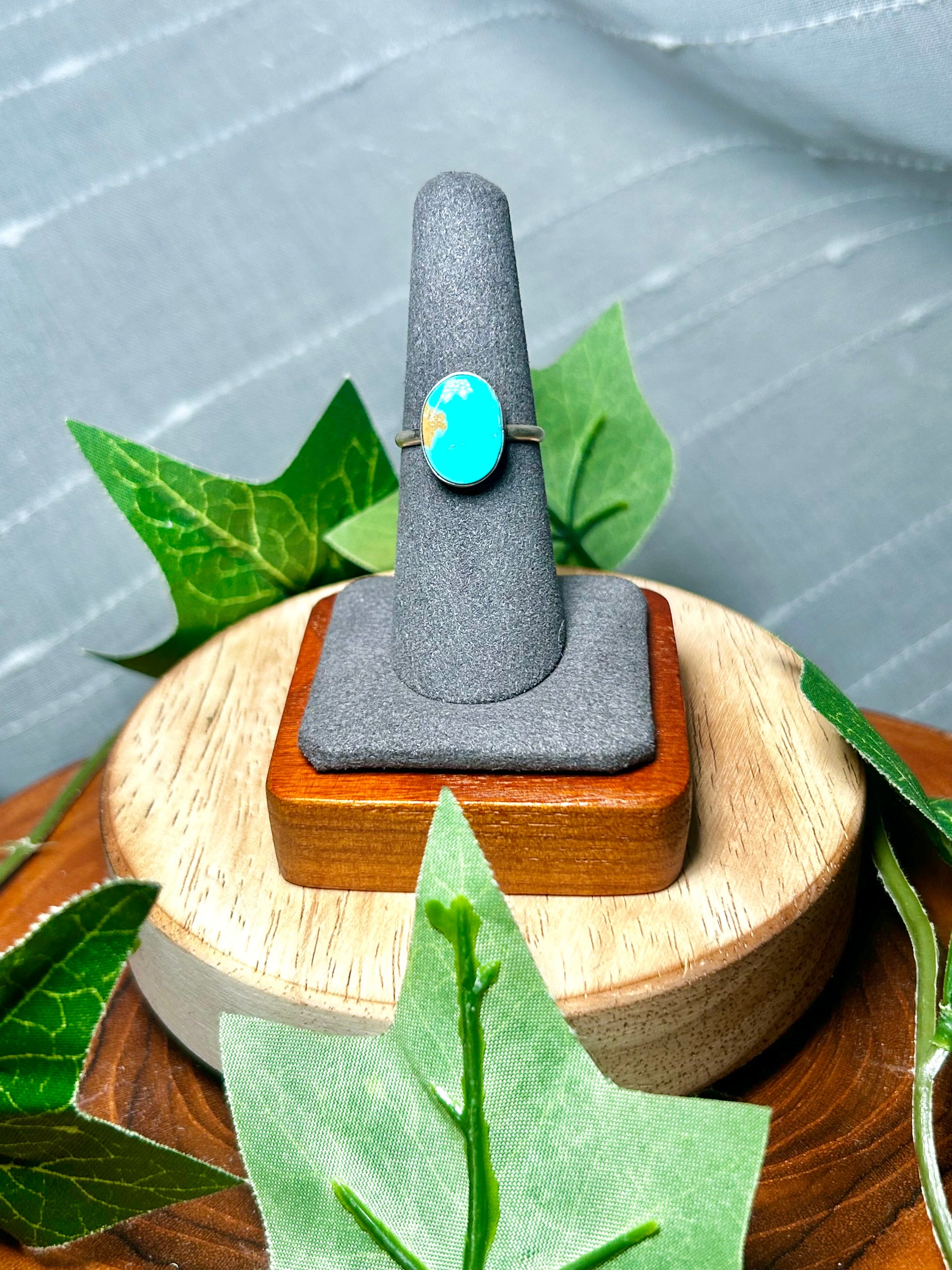 Navajo Made Kingman Turquoise & Sterling Silver Ring Size 7.25