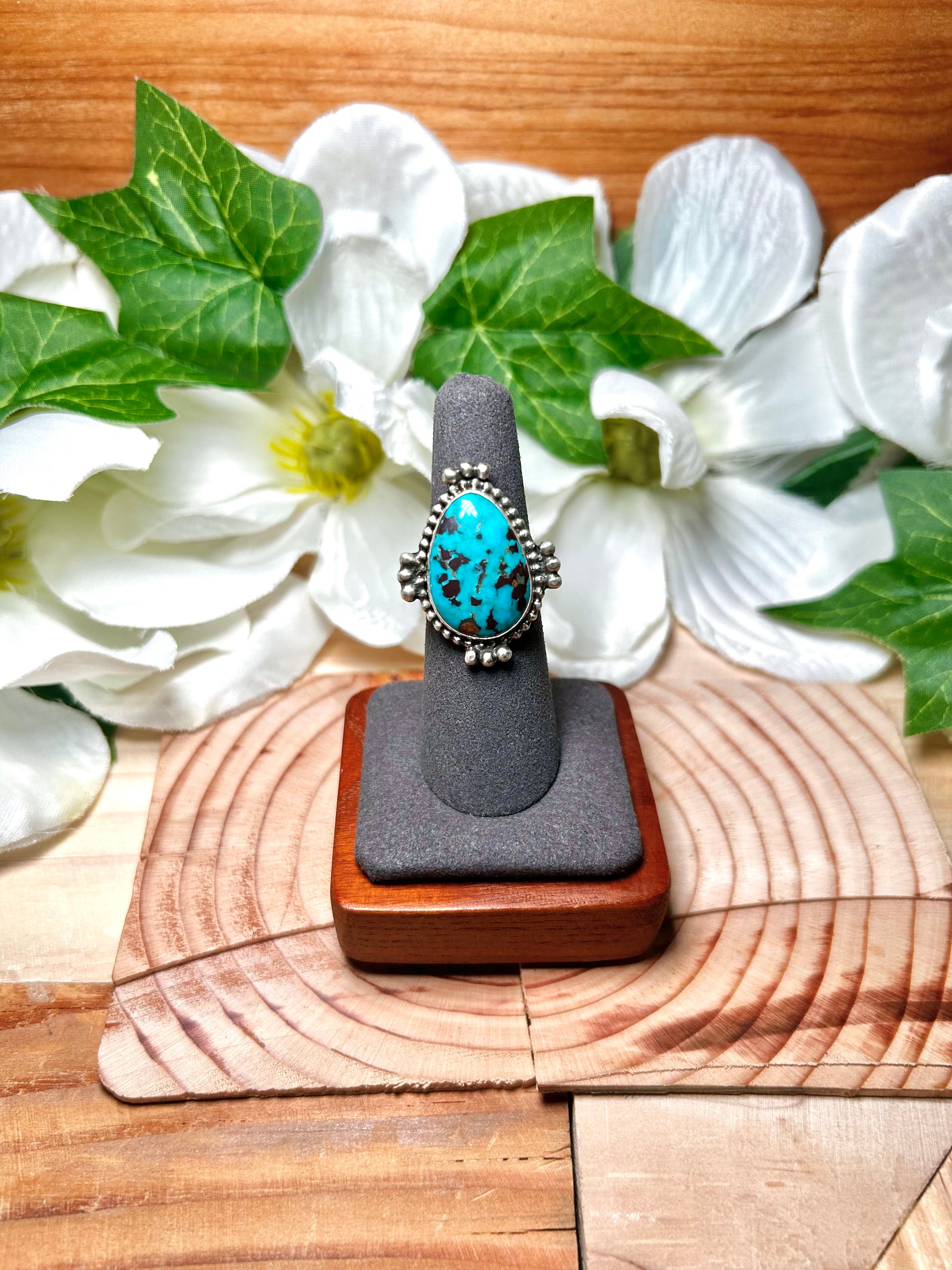 Navajo Made Red Skin Turquoise & Sterling Silver Ring Size 6.25