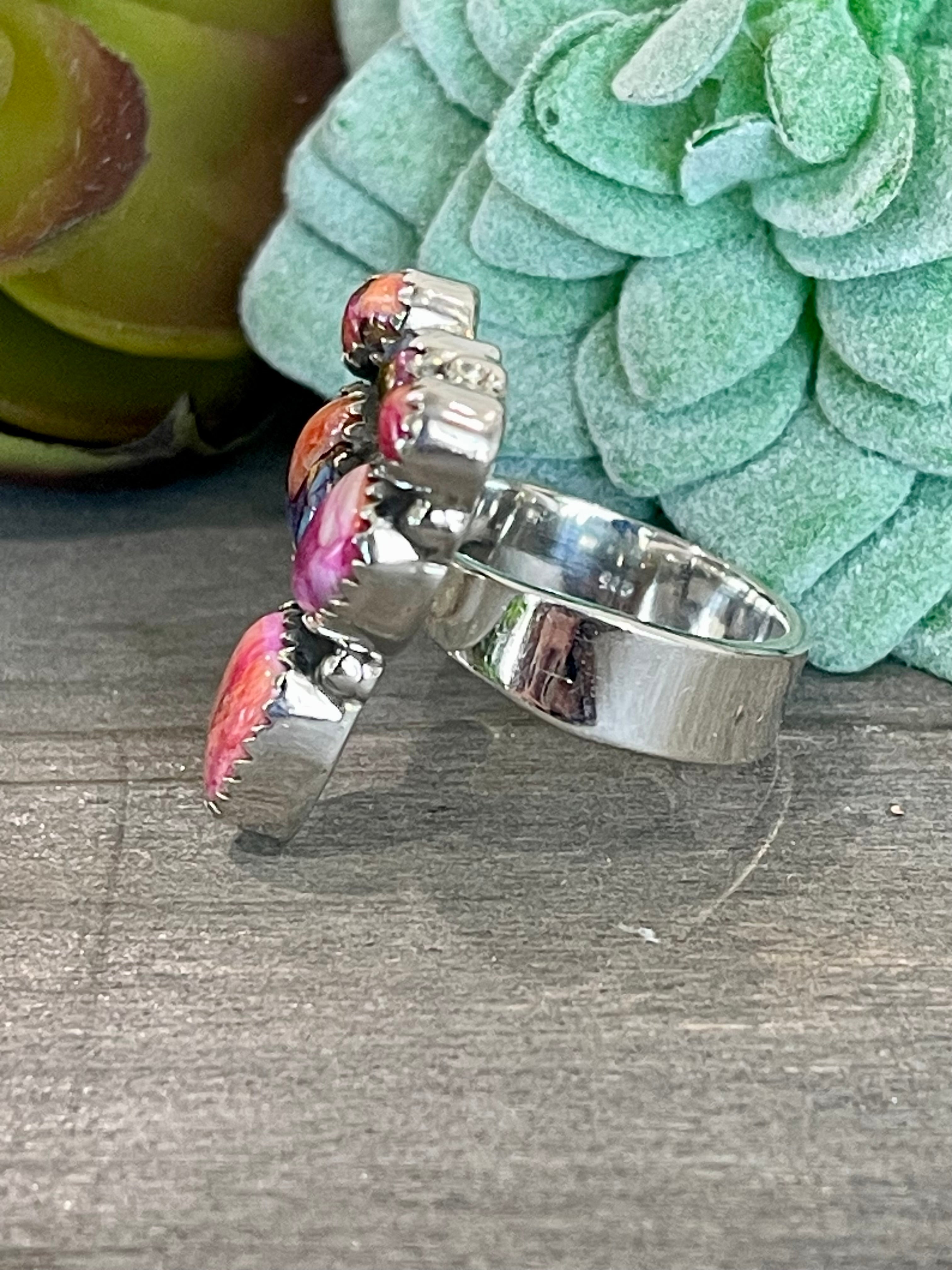 Southwest Handmade Pink Mohave & Sterling Silver Adjustable Ring