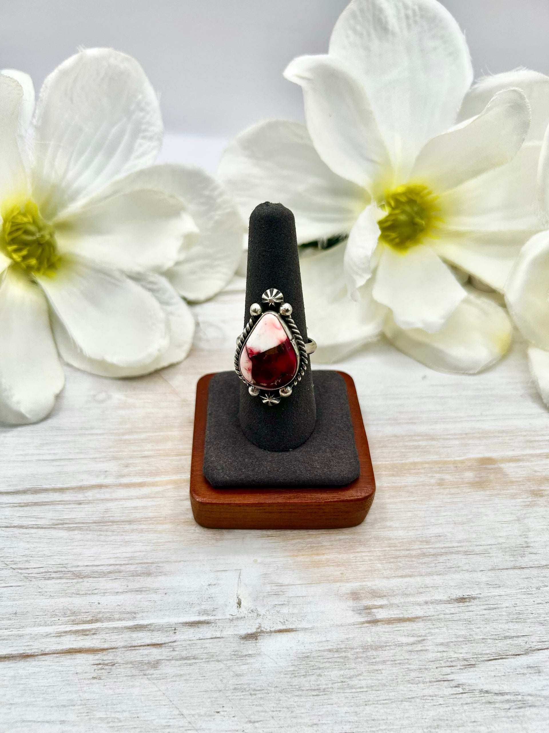 Johnny Dixon Rose Dahlia & Sterling Silver Adjustable Ring