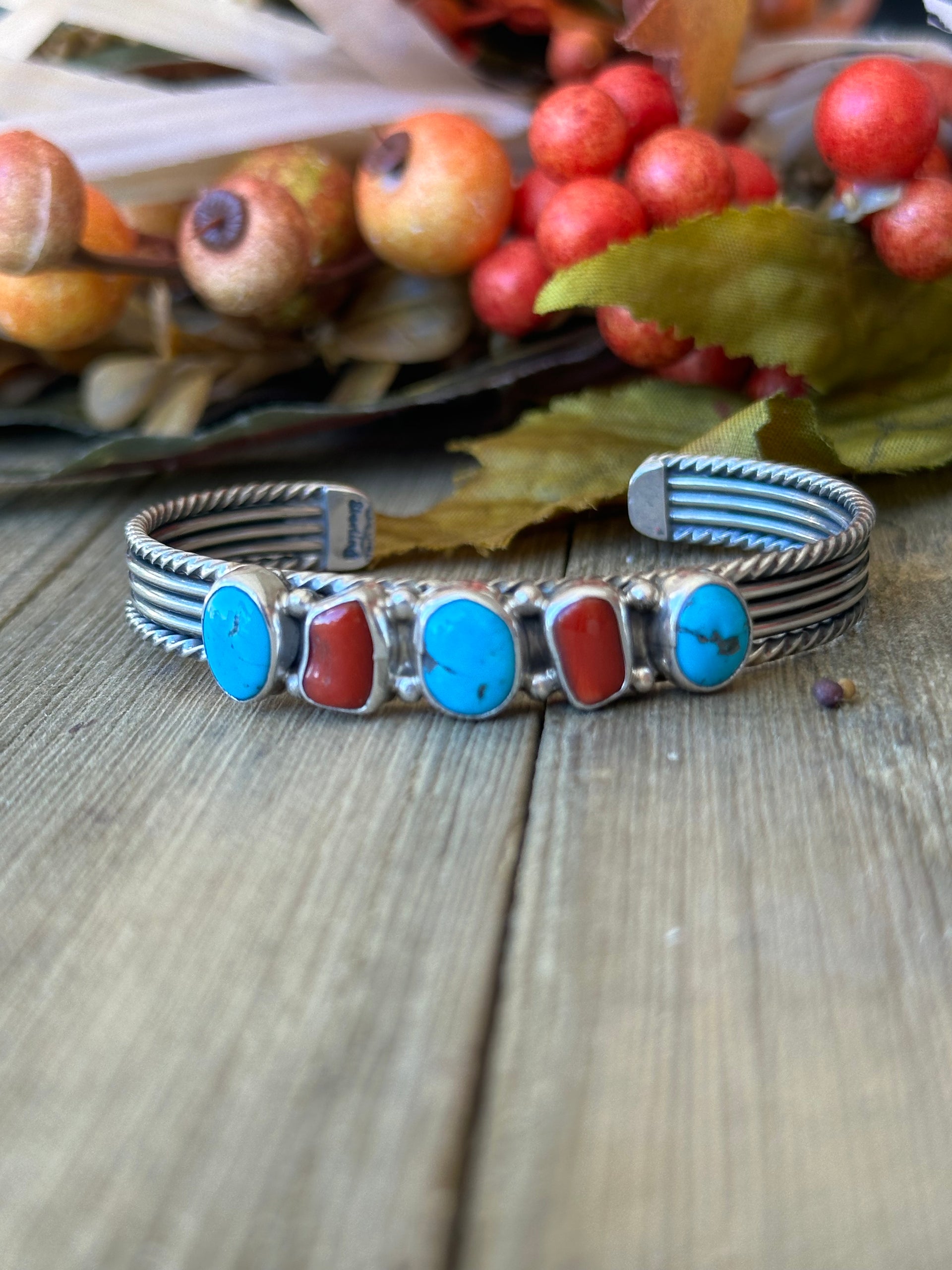 Priscilla A Smith Multi Stone & Sterling Silver Cuff Bracelet