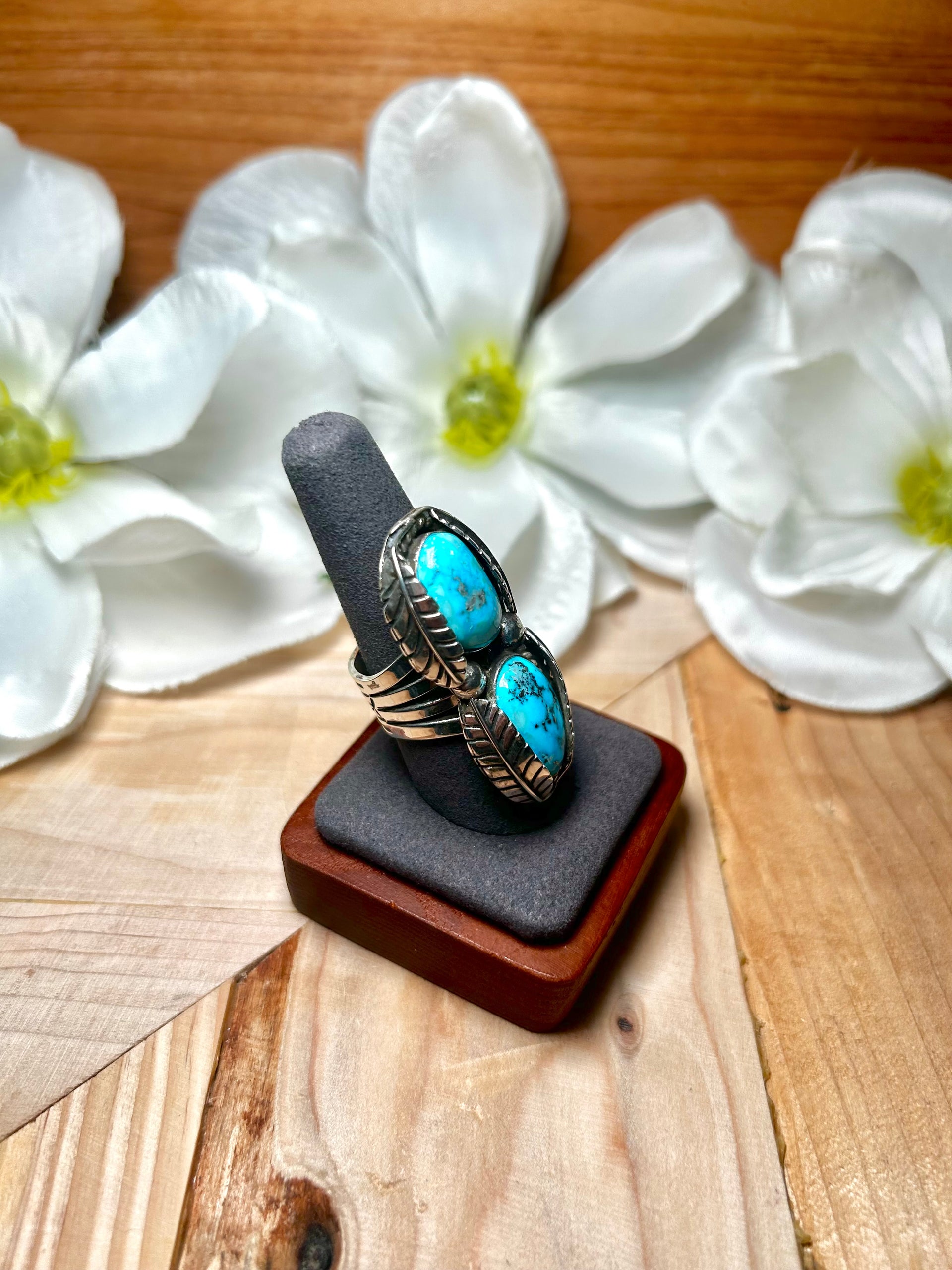 Landon Secatero Kingman Turquoise & Sterling Silver Ring Size 9