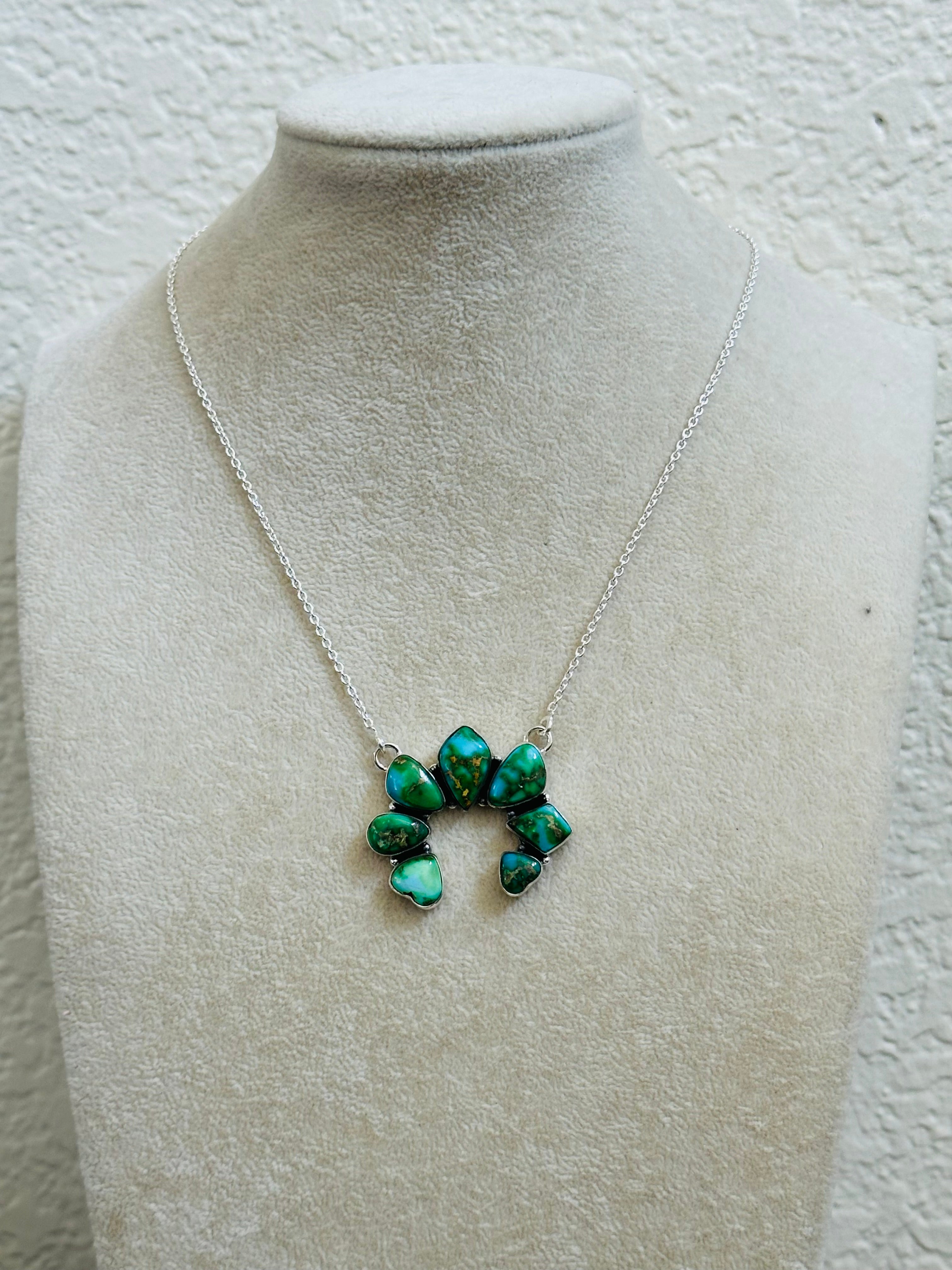 TTD “Chance” Sonoran Mountain Turquoise & Sterling Silver Cluster Naja Necklace