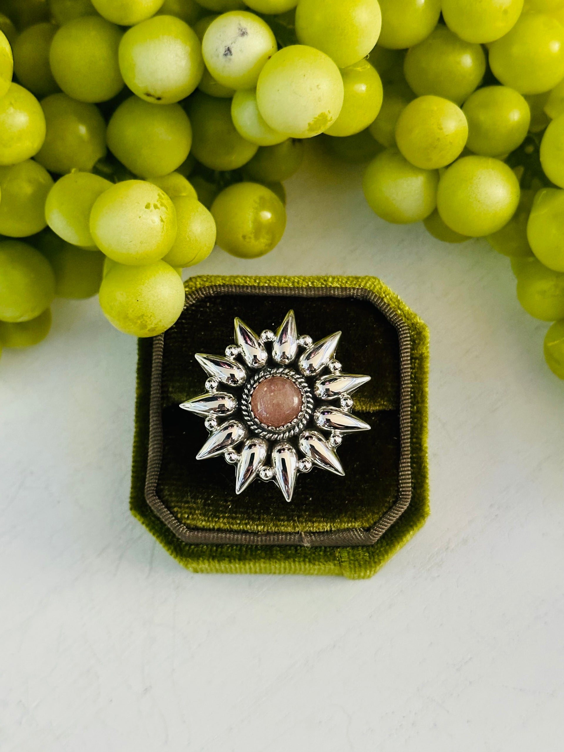 Southwest Handmade Chocolate Moonstone & Sterling Silver Adjustable Ring