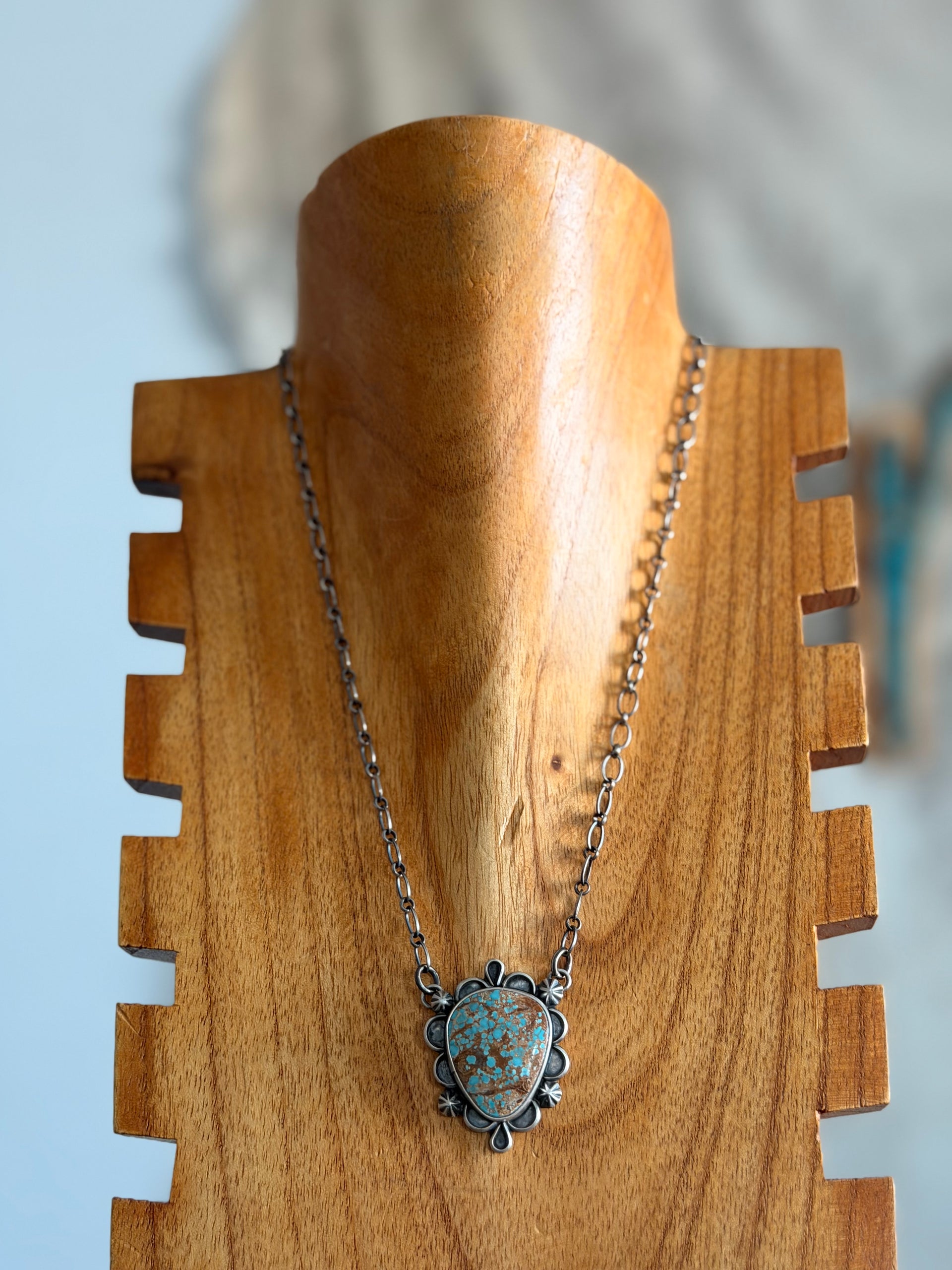 Jameson Garcia Natural Dry Creek Turquoise & Sterling Silver Bar Necklace