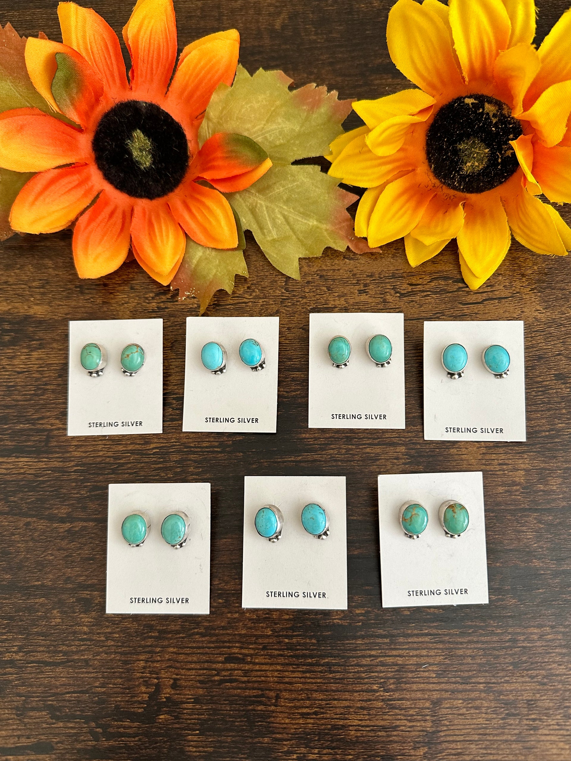 Judith Dixon Kingman Turquoise & Sterling Silver Post Earrings