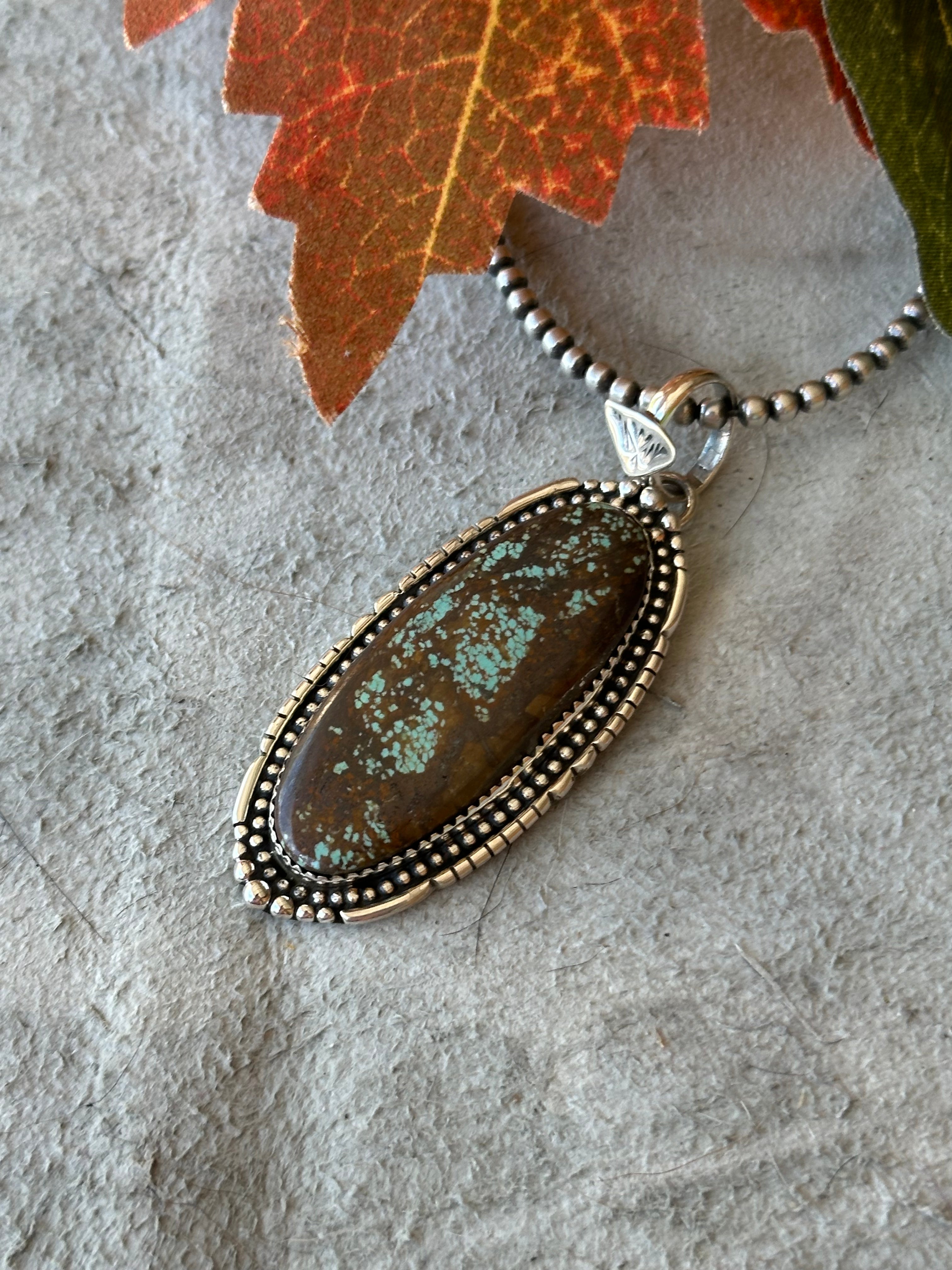 Southwest Handmade #8 Turquoise & Sterling Silver Pendant