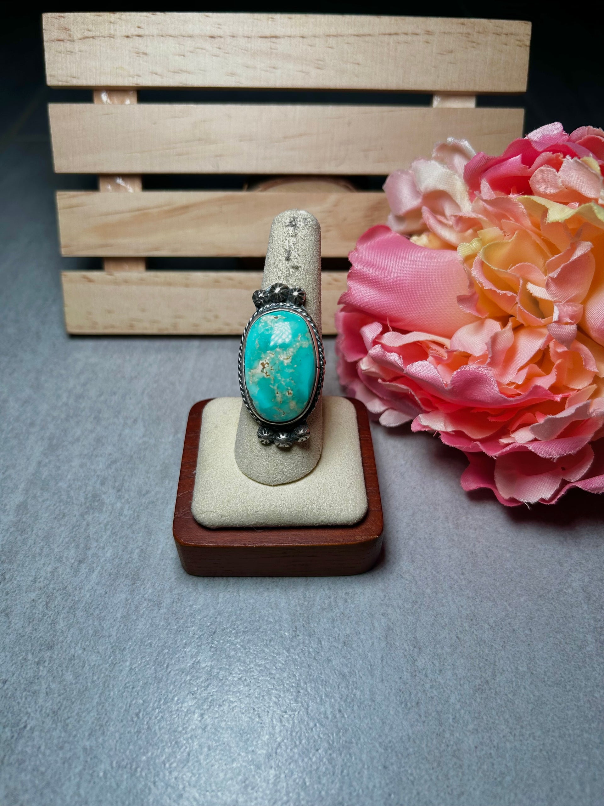 Sheila Becenti Royston Turquoise & Sterling Silver Adjustable Ring