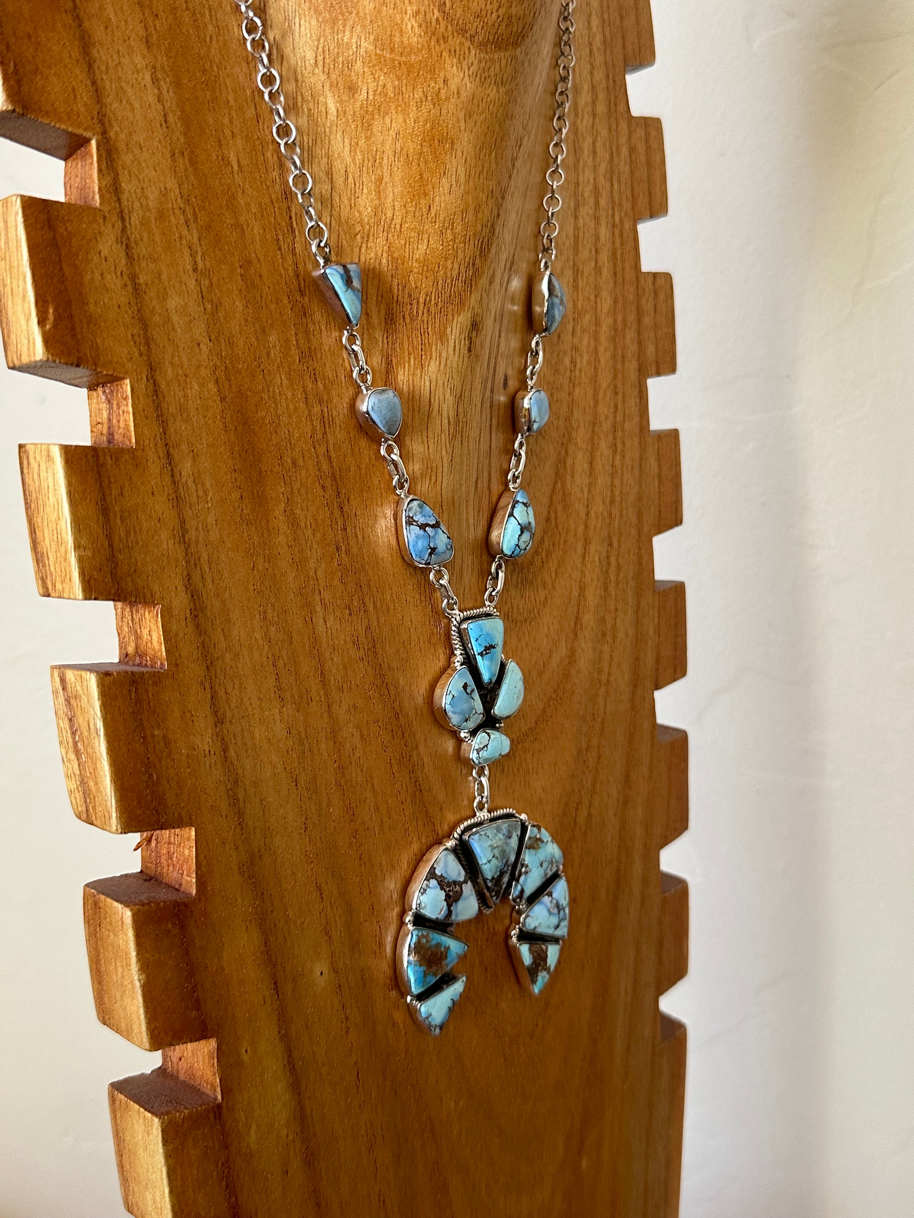 Southwest Handmade Golden Hills Turquoise & Sterling Silver Necklace