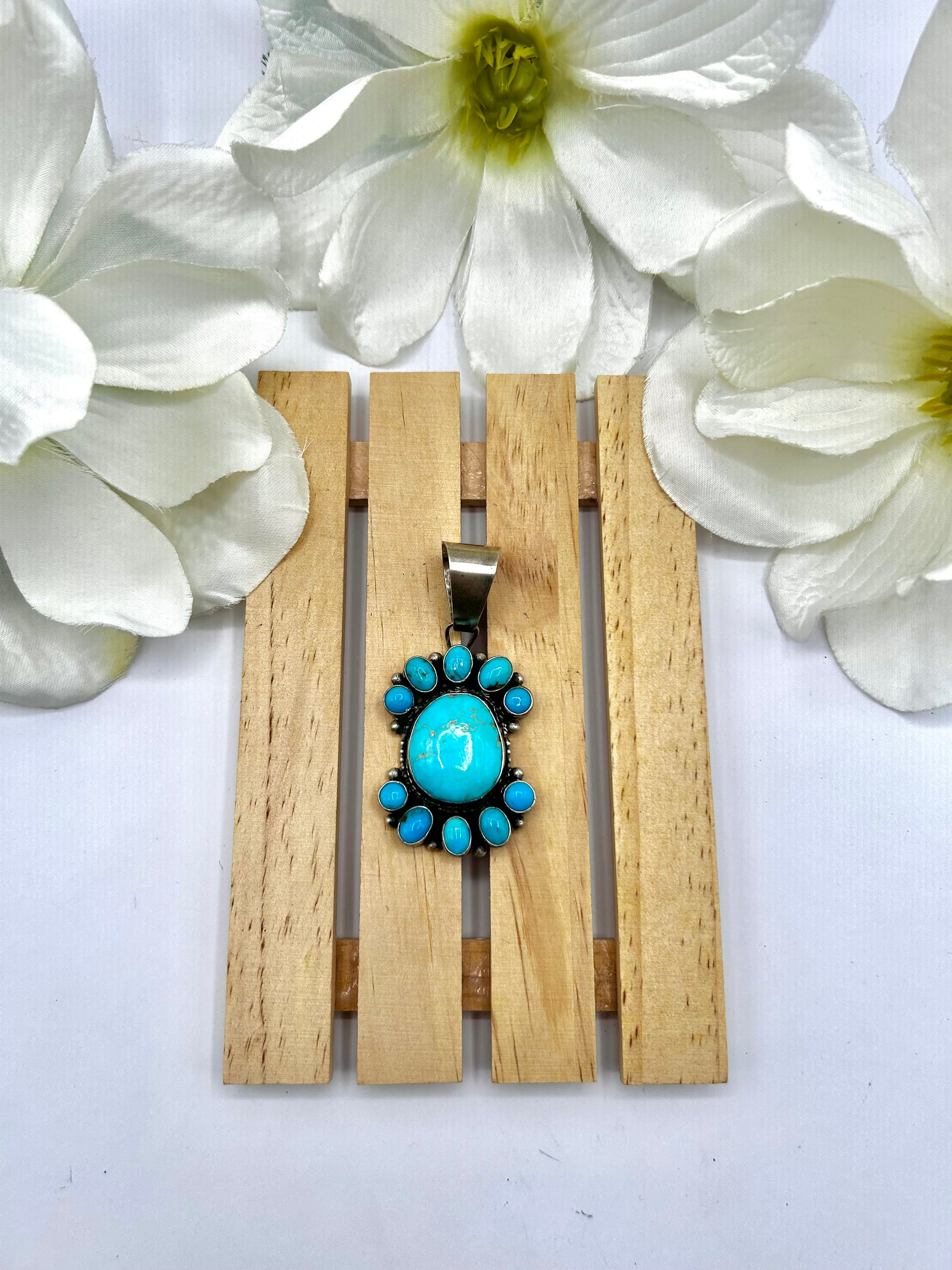 Sheila Becenti Kingman Turquoise & Sterling Silver Pendant