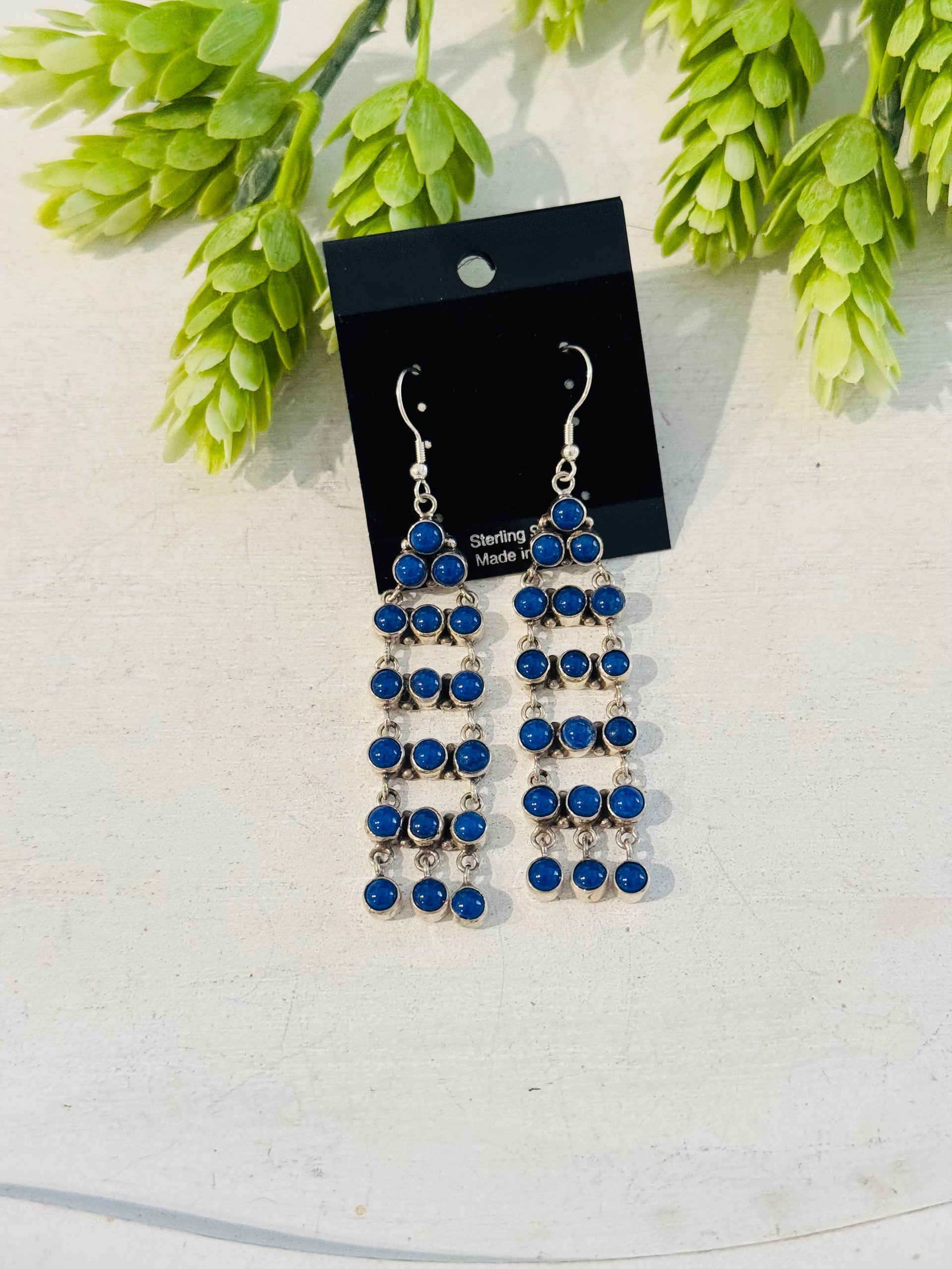 Southwest Made Lapis & Sterling Silver Dangle Earrings